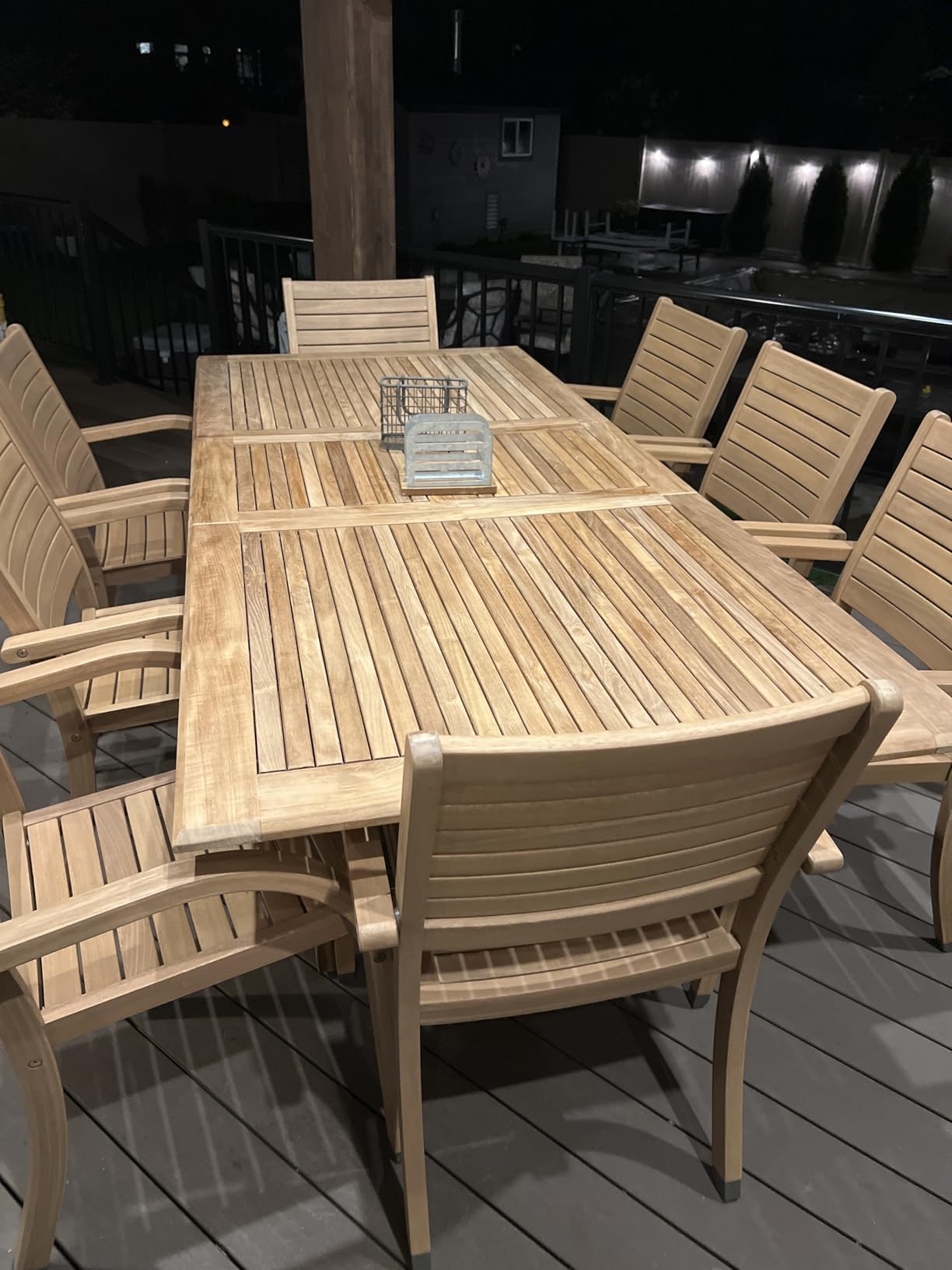 Urban Elements Mykonos 9-Piece Rectangular Patio Furniture Set | 100% Certified Teak Table and Teak Finish Stackable Chairs | Backyard Furniture, Rectangular Outdoor Dining Set customer photo 2