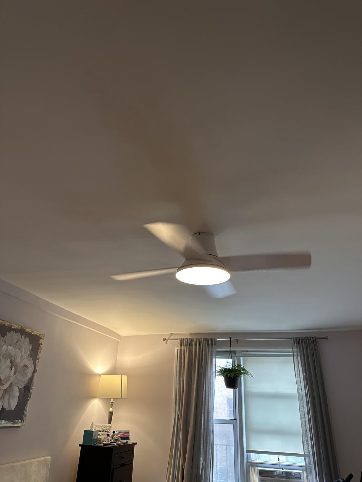 DREO Smart Flush Mount Ceiling Fan with Lights and Remote, 44 Inch, Bedroom | Low Profile Easy Install, Dimmable LED, 12 Speeds & 3 Fan Modes, Quiet DC Motor, 12H Timer, App and Remote Control, Bedroom customer photo 1