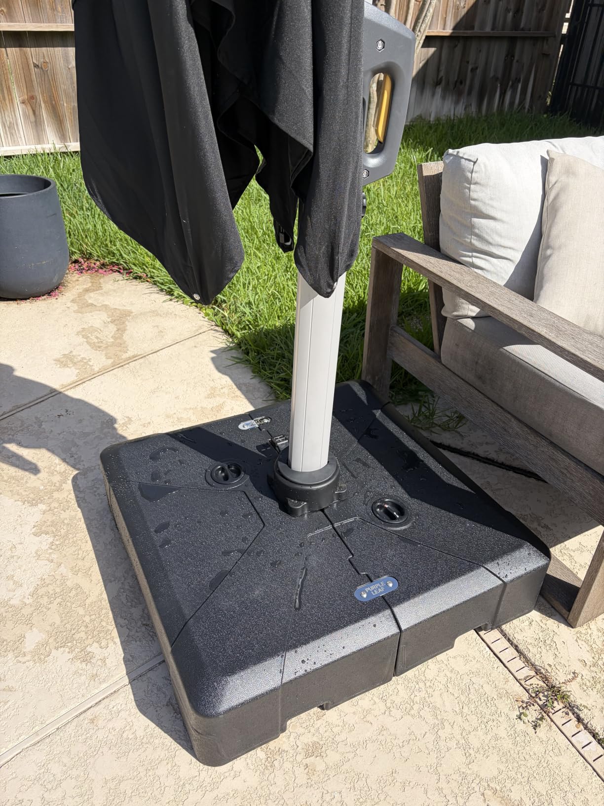 PURPLE LEAF Patio Umbrella Base PL210BD Cantilever Umbrella Base, 36.61'' X 36.61'' customer photo 1