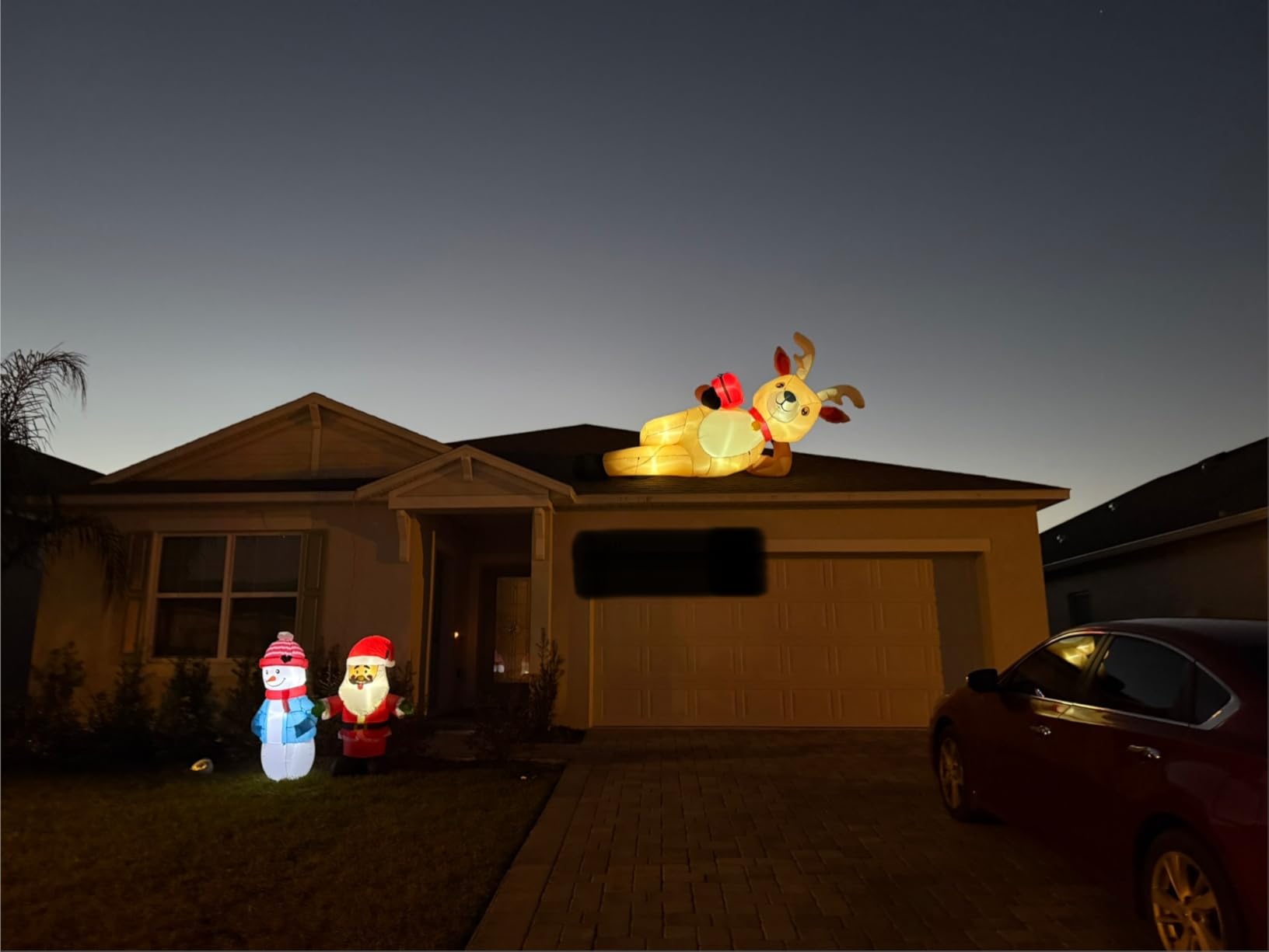 12 FT Giant Christmas Inflatable Reindeer Outdoor Decorations, Large Blow Up Reindeer with Gift Box Decor, Built-in LED Lights, Rapidly Inflate for Yard Lawn Party Holiday Garden Xmas Decorations customer photo 1