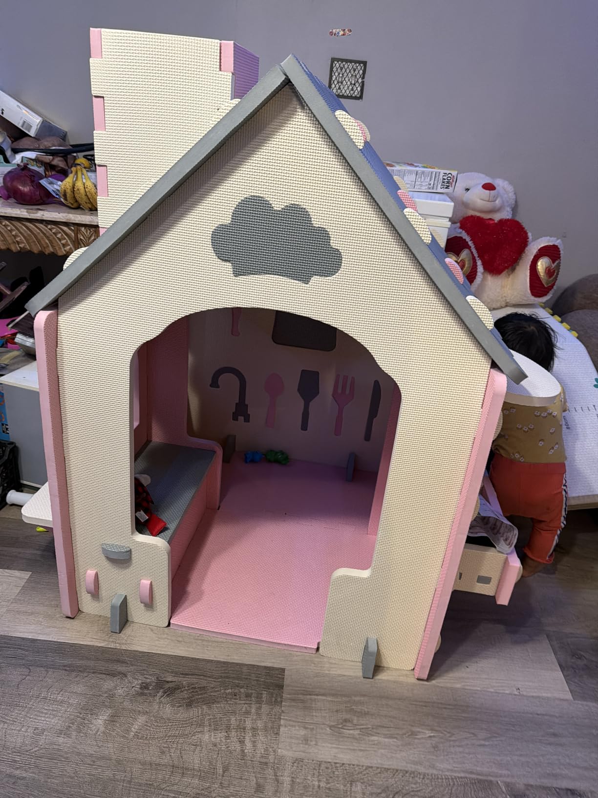 Kids Outdoor Cedar Playhouse, Weather-Resistant Gray Wooden Play House for Ages 3-8 with Play Kitchen, Working Doorbell, Toy Phone & Flowerpots - Durable Backyard Gift for Creative & Social Play customer photo 1