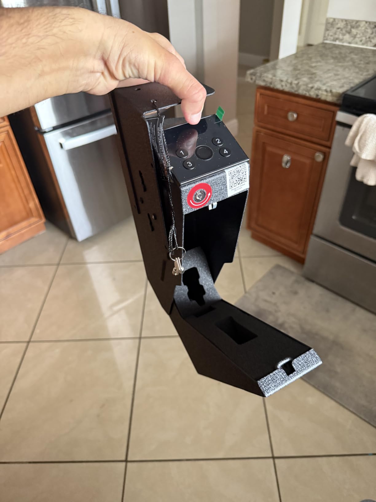 Quick Access Biometric Bedside Gun Safe for Handgun | 2 in 1 Mounted Drop Down Nightstand Pistol Safe with Fingerprint & Passcode & Key 3 Ways, Birthday Gifts for Men customer photo 2