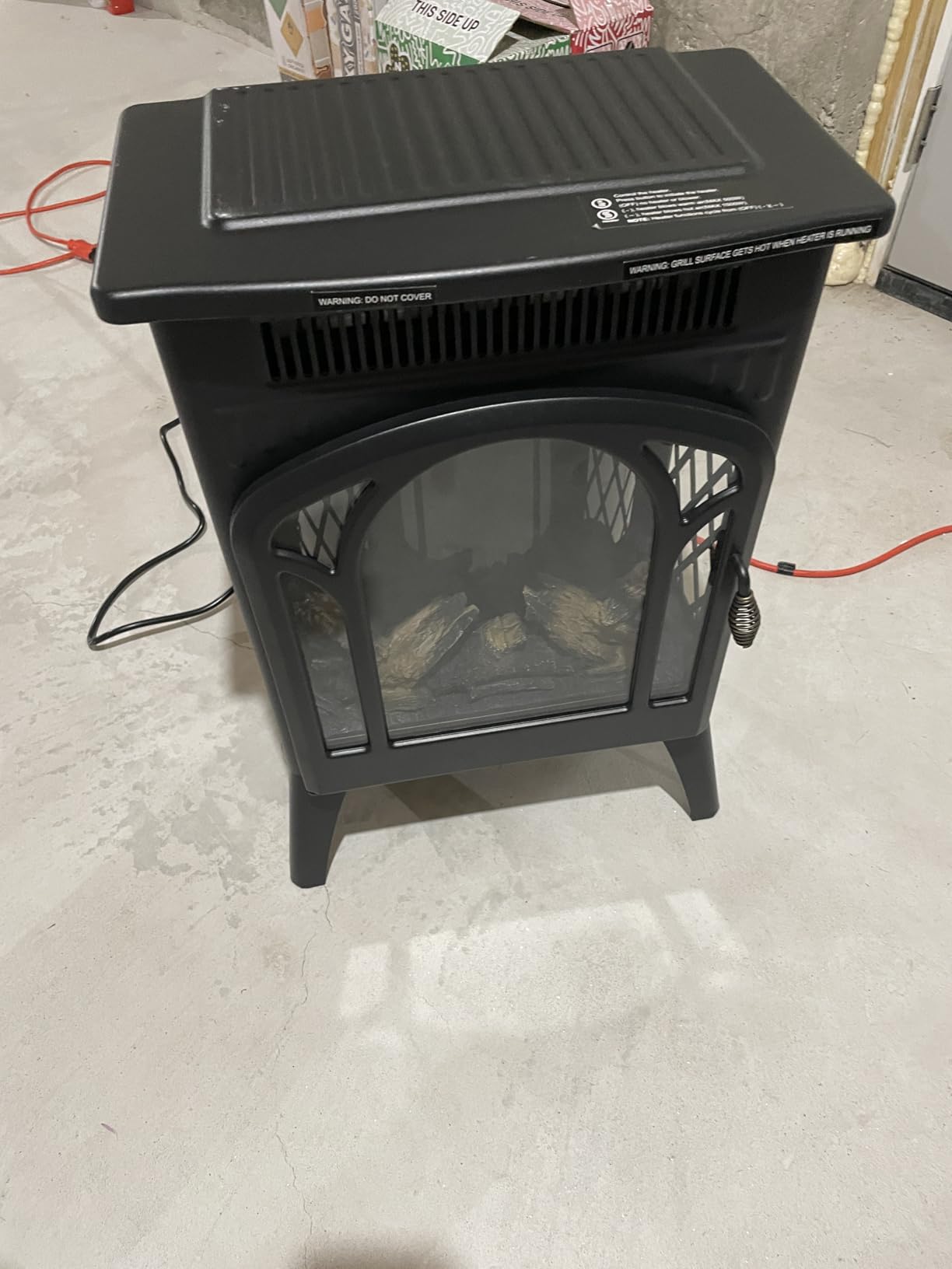 Electric Fireplace Stove, 1500W, Fast Heating, X Infrared Fireplace Heater with Remote Control, 8H Timer, Freestanding Stove with Adjustable 3D Flame Overheat Protection, Indoor Fireplace customer photo 1