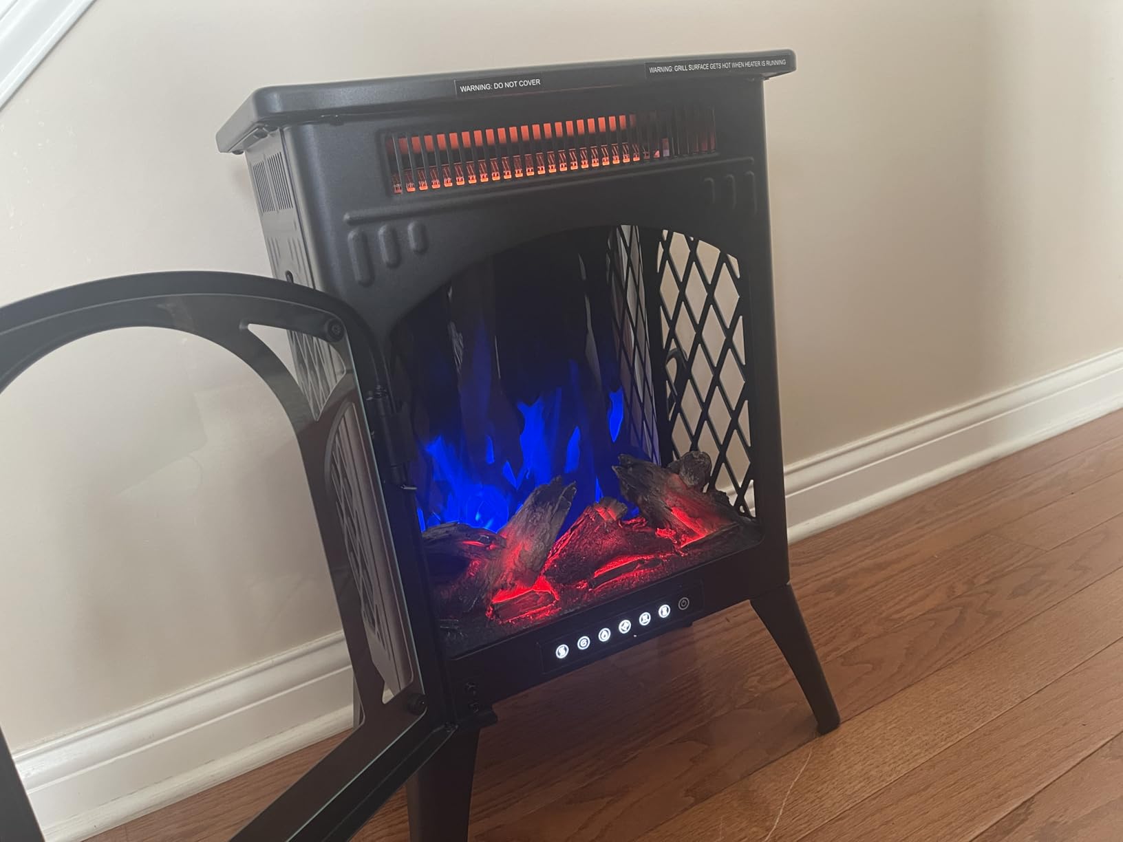 Electric Fireplace Stove, 1500W, Fast Heating, X Infrared Fireplace Heater with Remote Control, 8H Timer, Freestanding Stove with Adjustable 3D Flame Overheat Protection, Indoor Fireplace customer photo 2