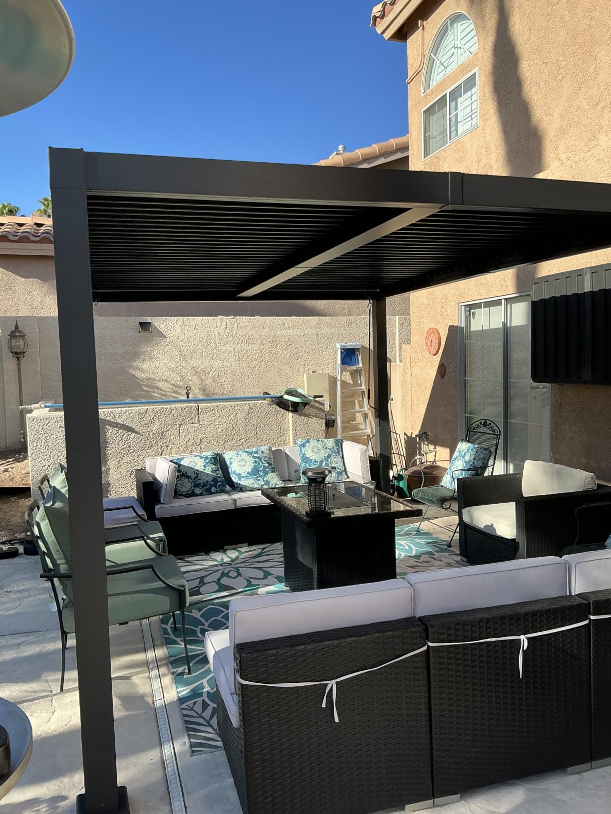10'x 13' Patio Louvered Pergola Aluminum Deep Grey Hardtop Gazebo | Adjustable Roof Rainproof Hardtop Canopy for Outdoor BBQ Deck Yard Lawn and Garden customer photo 2