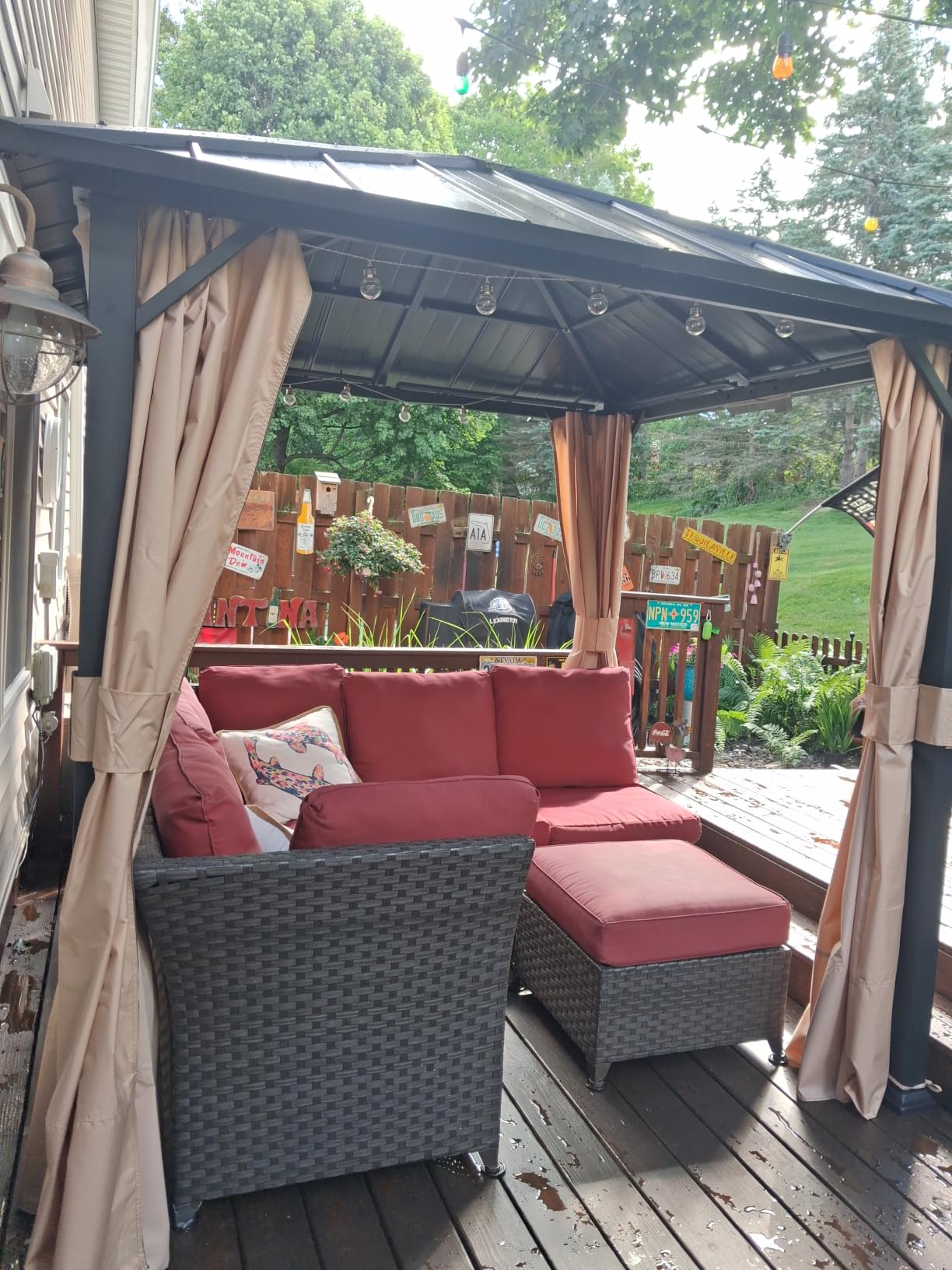 Modern Shade The Horizon Hardtop Gazebo 10' x 12' with 4 LED Lights, Permanent Outdoor Gazebo with Galvanized Steel Double Roof, Grill Pavilion with Decor Hooks, Mosquito Nettings, Black customer photo 1