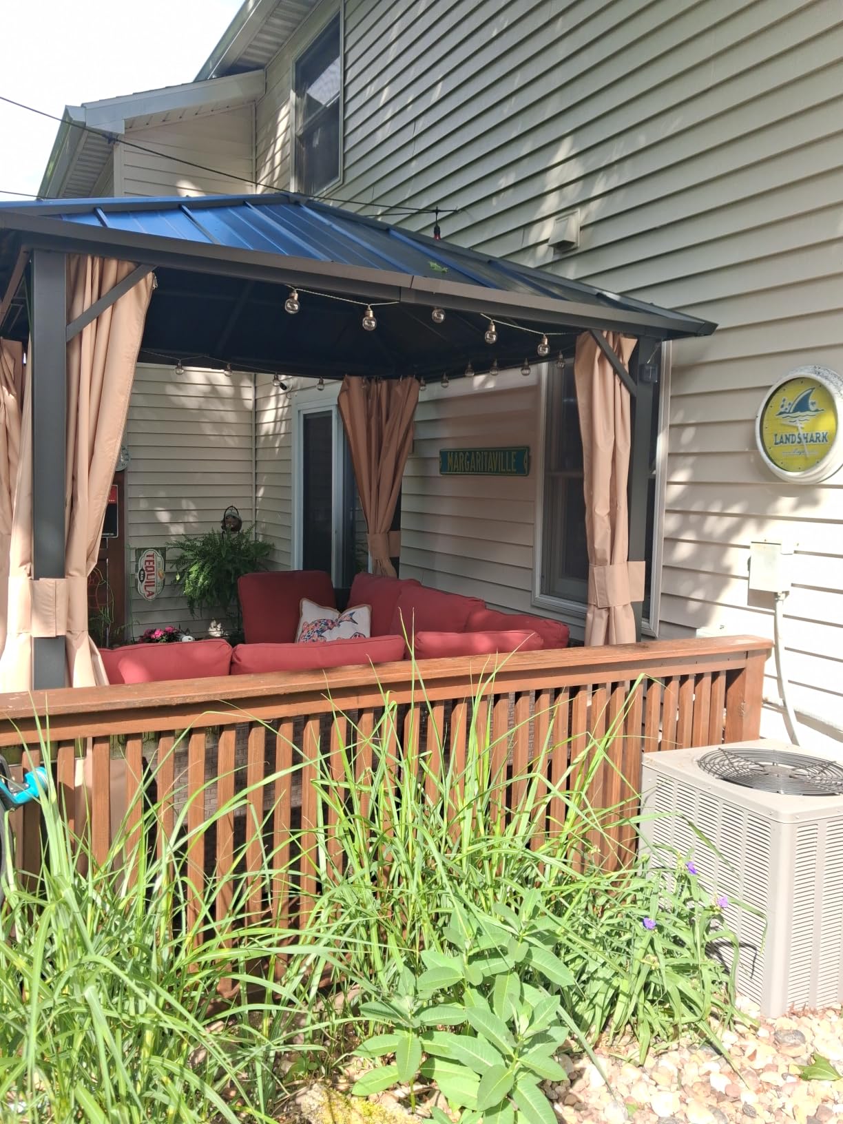 Modern Shade The Horizon Hardtop Gazebo 10' x 12' with 4 LED Lights, Permanent Outdoor Gazebo with Galvanized Steel Double Roof, Grill Pavilion with Decor Hooks, Mosquito Nettings, Black customer photo 2