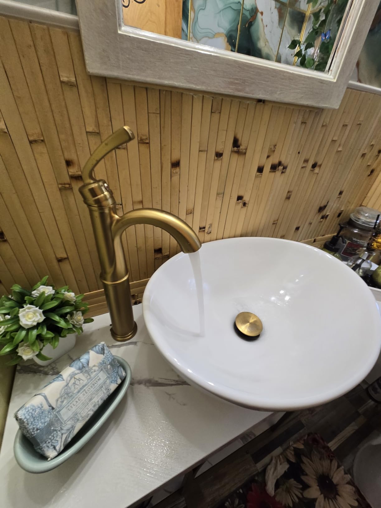 Brass Vessel Faucet Brushed Nickel, 1 Hole Tall Faucet for Bathroom Sink with Single Handle, Pop Up Drain & cUPC Water Hoses customer photo 2