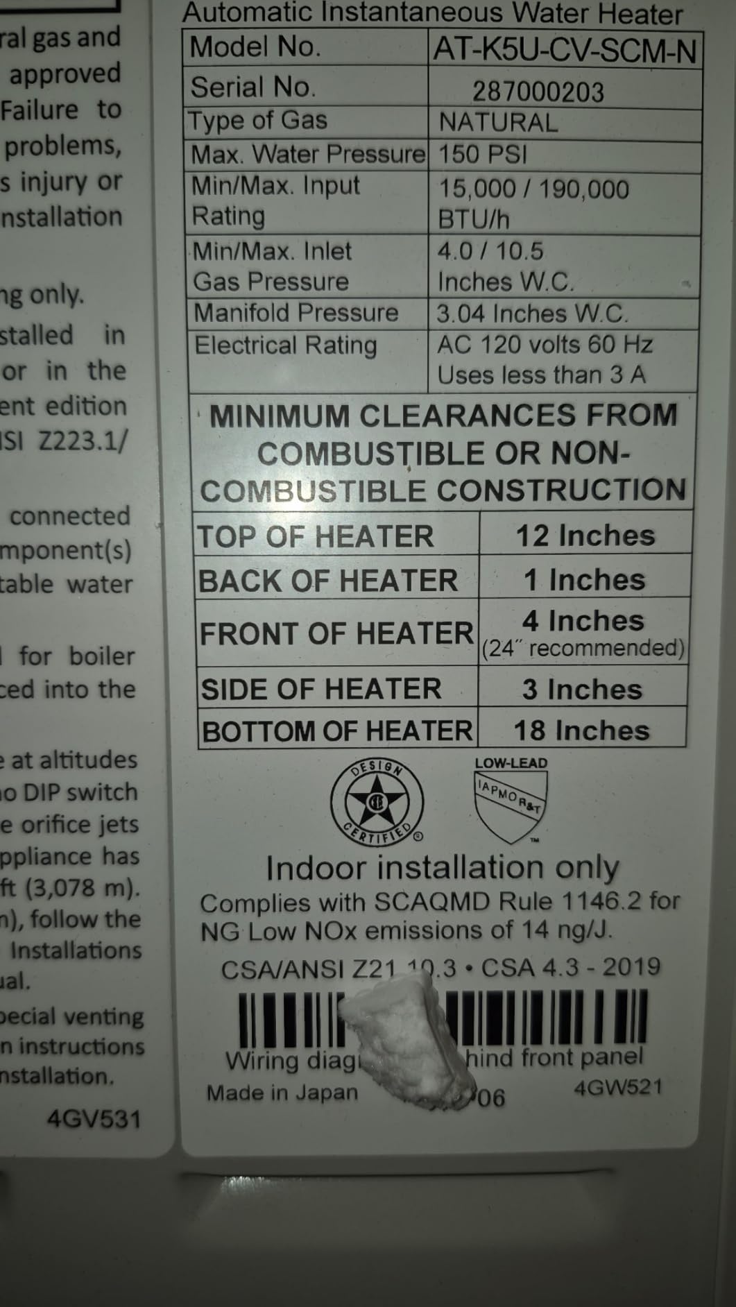 AO Smith Water Heater | 10 GPM, 199K BTU | NG Indoor | ATI-540P-N | Replacement for 3+ Bath Homes | 10 GPM Continuous Flow | 199K BTU Condensing | Integrated Recirc Pump customer photo 1