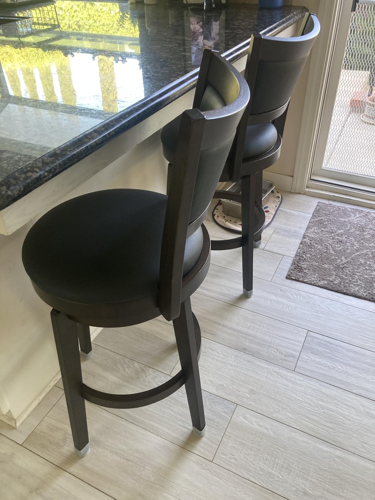 PrimeZone Swivel Bar Stools Set of 4, 24 Inch Counter Height Barstools | Black Faux Leather, High Backrest, Solid Rubberwood Frame, Wrap-around Footrest, Counter Stools for Kitchen Island, Pub customer photo 1