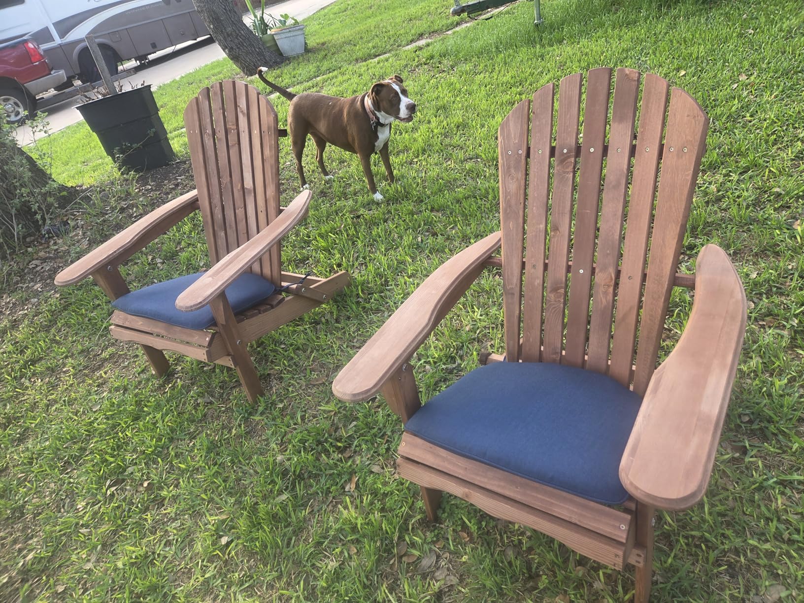 Outdoor Wooden Folding Adirondack Chair Set of 4 with Pre-Assembled BackRest, Wood Patio Chair for Garden Backyard Porch Pool Deck Firepit customer photo 1