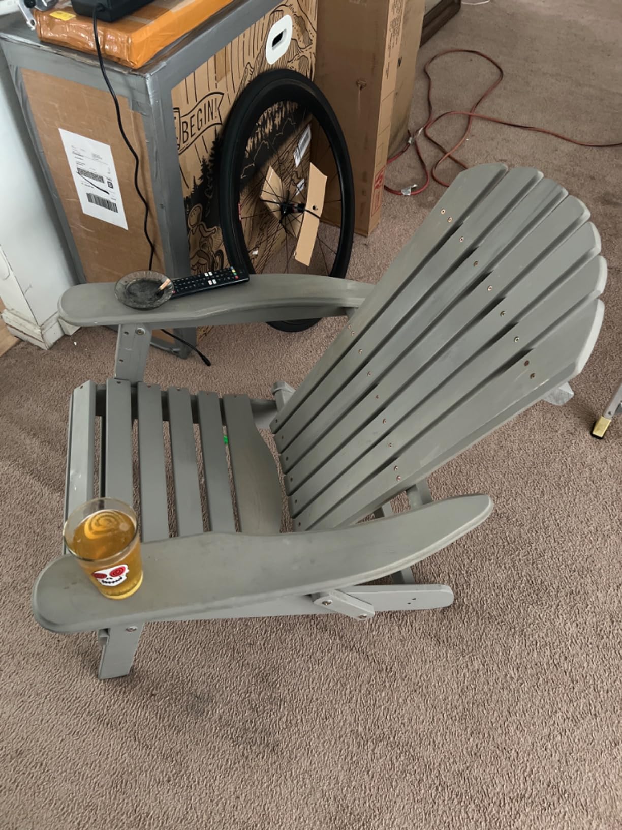 Outdoor Wooden Folding Adirondack Chair Set of 4 with Pre-Assembled BackRest, Wood Patio Chair for Garden Backyard Porch Pool Deck Firepit customer photo 2