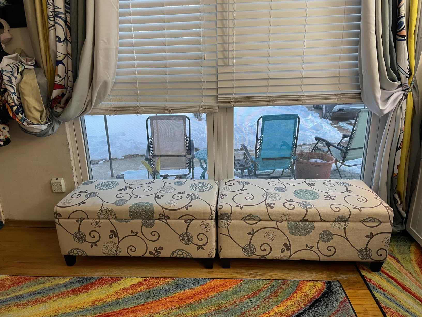 Christopher Knight Home Nesbit Living Room Ottoman with Storage, Entryway Fabric Upholstered Storage Ottoman Bench, Rectangular Sofa Foot Stool, Bedroom End of Bed Bench, Shoe Organizer, Light Blue customer photo 1
