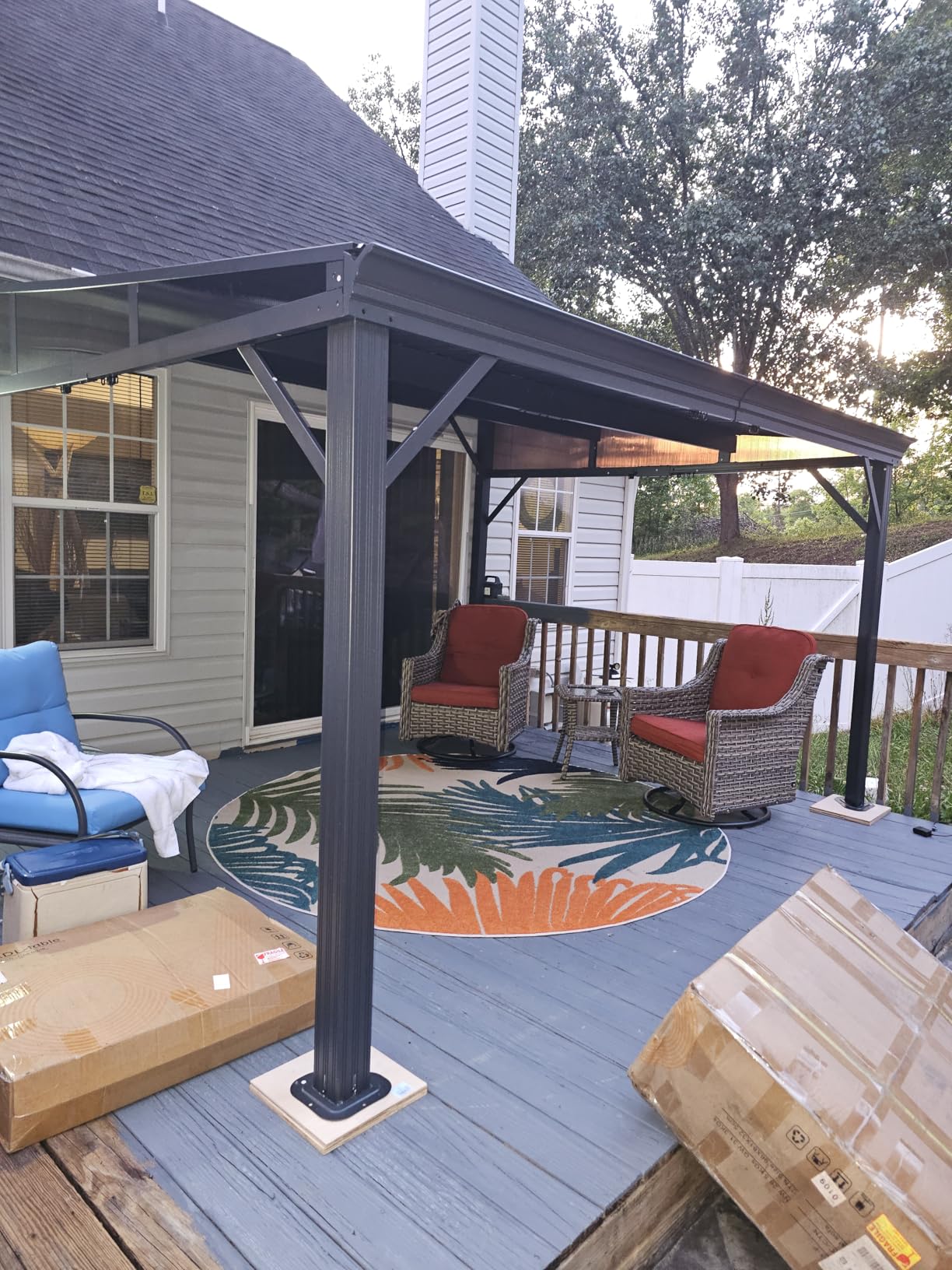 10'x10' Hardtop Gazebo, Outdoor Polycarbonate Roof Gazebo, Heavy Duty Metal Permanent Pavilion with Curtains & Netting for Backyard, Patio, Deck (Polycarbonate Top) customer photo 1