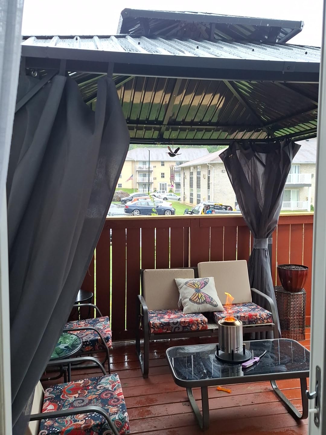 10'x10' Hardtop Gazebo, Outdoor Polycarbonate Roof Gazebo, Heavy Duty Metal Permanent Pavilion with Curtains & Netting for Backyard, Patio, Deck (Polycarbonate Top) customer photo 2