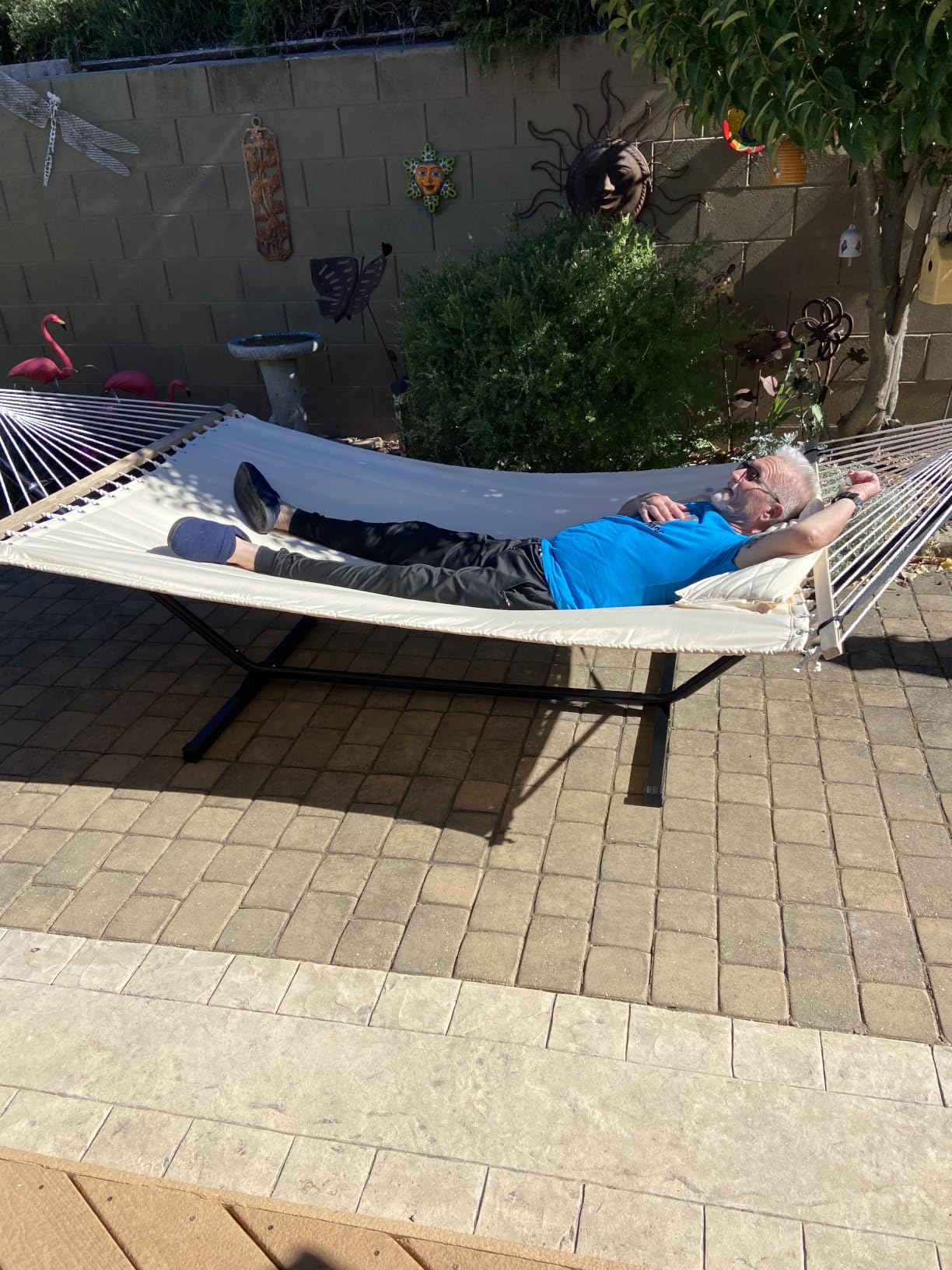 Two Person Hammock with 12ft Stand Included, Black Stripes | Max 475lbs Capacity, Heavy Duty Free Standing Hammock customer photo 1