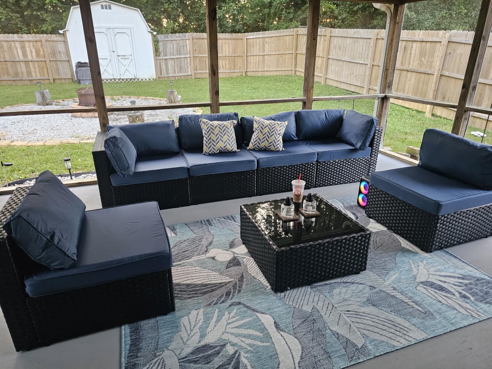 7 Pieces Outdoor Patio Sectional Sofa Couch, Wicker Furniture Patio Conversation Sets with Washable Cushions & Coffee Table for Garden, Poolside, Backyard customer photo 1