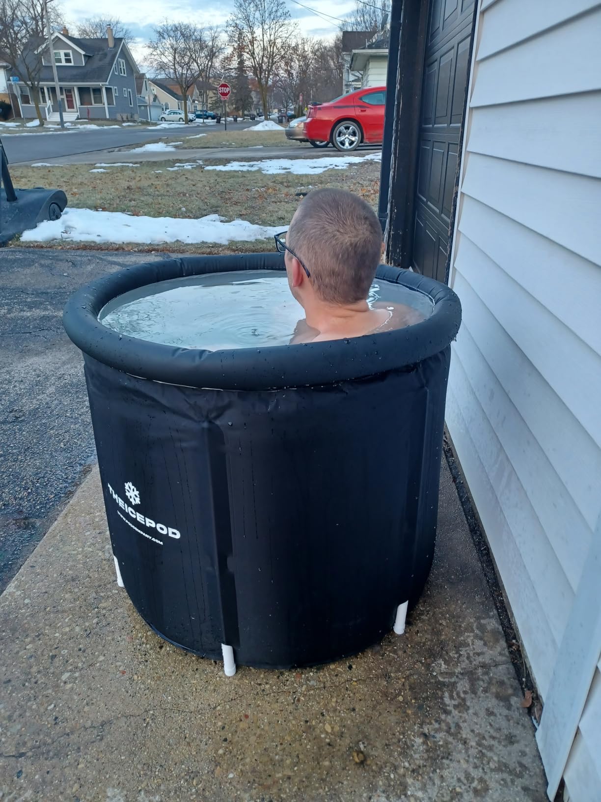 The Pod Company Long Pod Cold Plunge - 126-Gallon Extra-Large Inflatable Ice Bath Tub for Cold Water Therapy - Full-Body Stretch Design, Insulated & Water Chiller Compatible customer photo 2