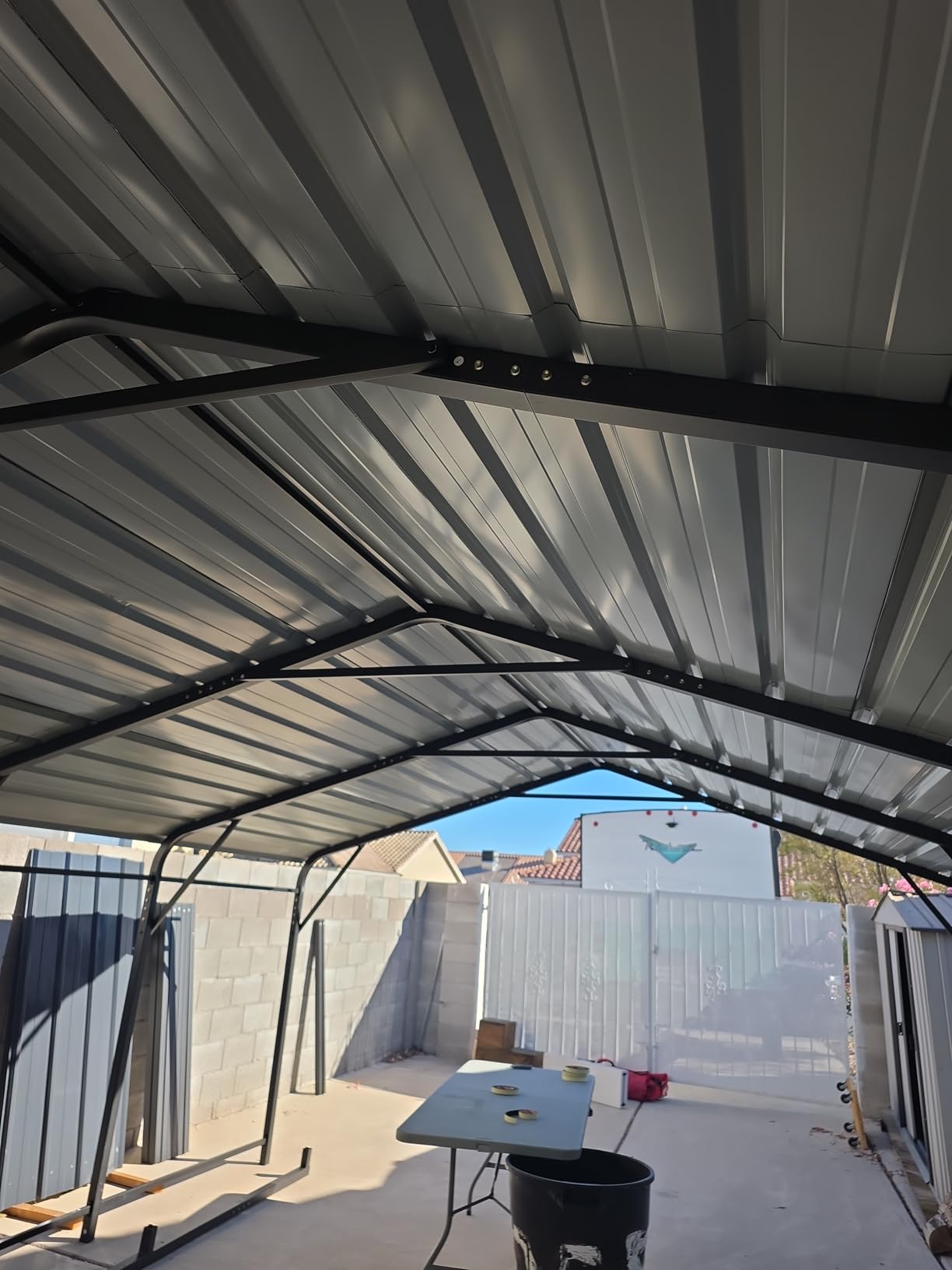 MFSTUDIO Metal RV Carport 14x25ft, Heavy Duty Carports Car Canopy Shelter | Garage Shed Shade Tall Cars Port kits Portable Height 13ft for Large RVs with Galvanized Steel Roof, Frame for Boats ,Truck customer photo 1