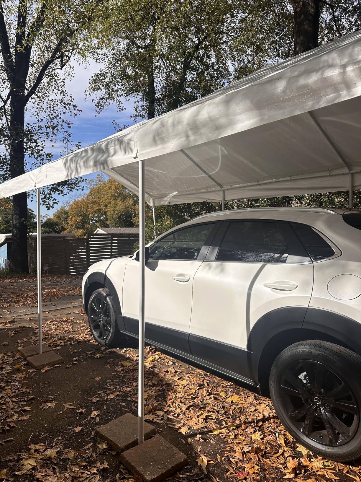Aoxun 10x20 FT Carport, Heavy Duty Car Canopy Portable Garage, Milky White | Portable Garage for Cars Boats Trucks, Outdoor Car Tent, Steel Frame, Stakes & Ropes Included, All-Weather Protection customer photo 2