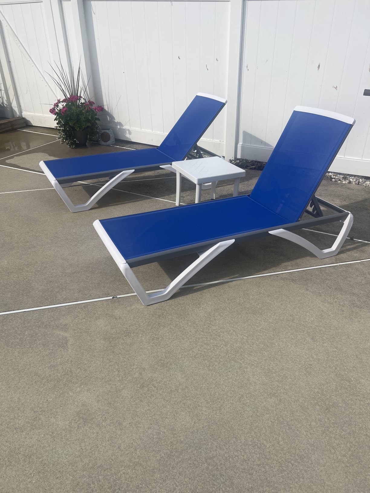 Kozyard 3-Piece Outdoor Chaise Lounge Chair Set, All Aluminum Frame | Textilene Fabric, Fully Flat Adjustable Reclining Patio Lounger for Poolside, Sunbathing & Backyard, Gray, 2Chairs + Table customer photo 1