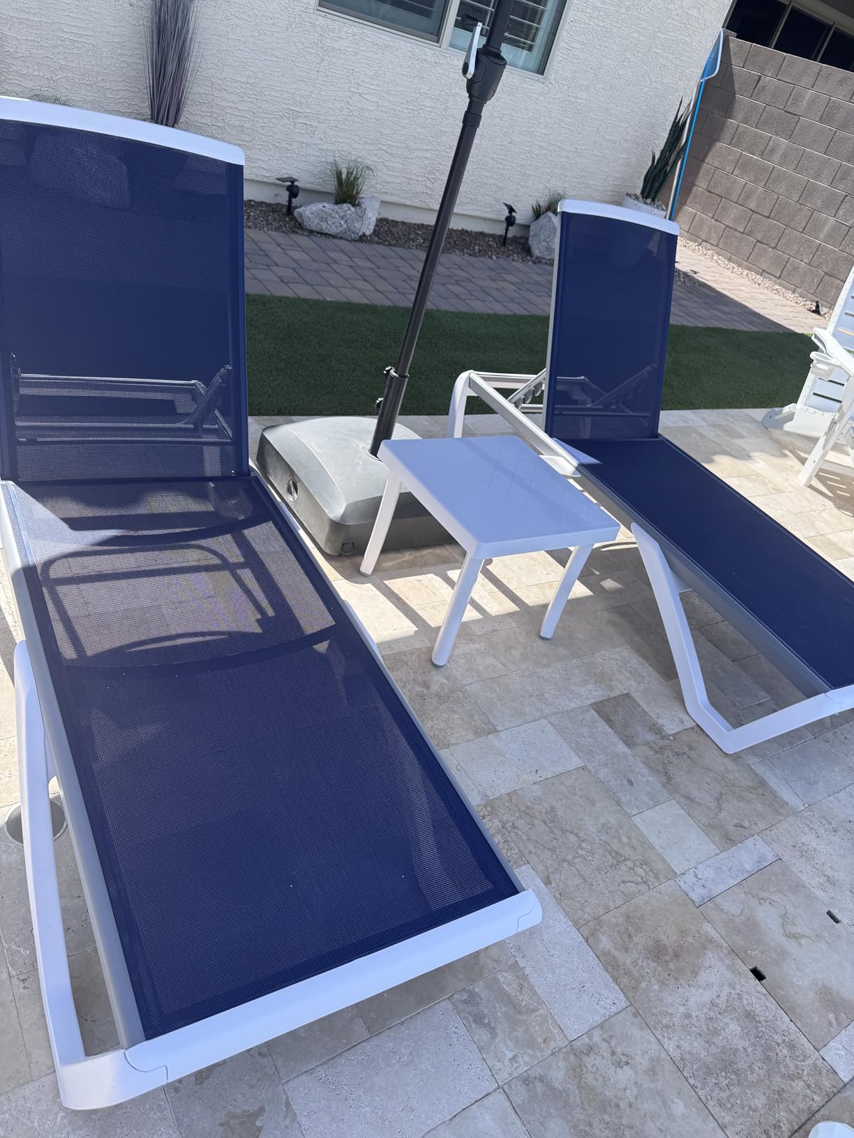 Kozyard 3-Piece Outdoor Chaise Lounge Chair Set, All Aluminum Frame | Textilene Fabric, Fully Flat Adjustable Reclining Patio Lounger for Poolside, Sunbathing & Backyard, Gray, 2Chairs + Table customer photo 2
