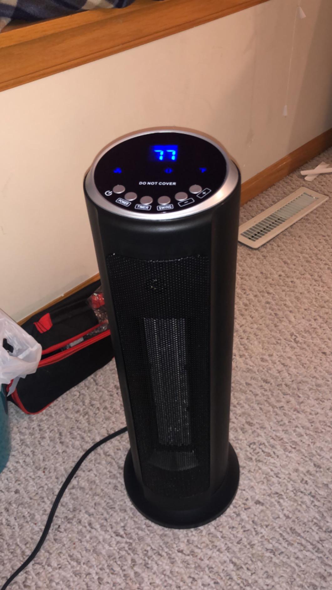 Air Choice Infrared Space Heater, 1500W Electric Portable Heater with Remote Control and Thermostat, Fast & Quiet Heating Tower Room Heater for Indoor Use, Bedroom, Office, Home, Walnut customer photo 2