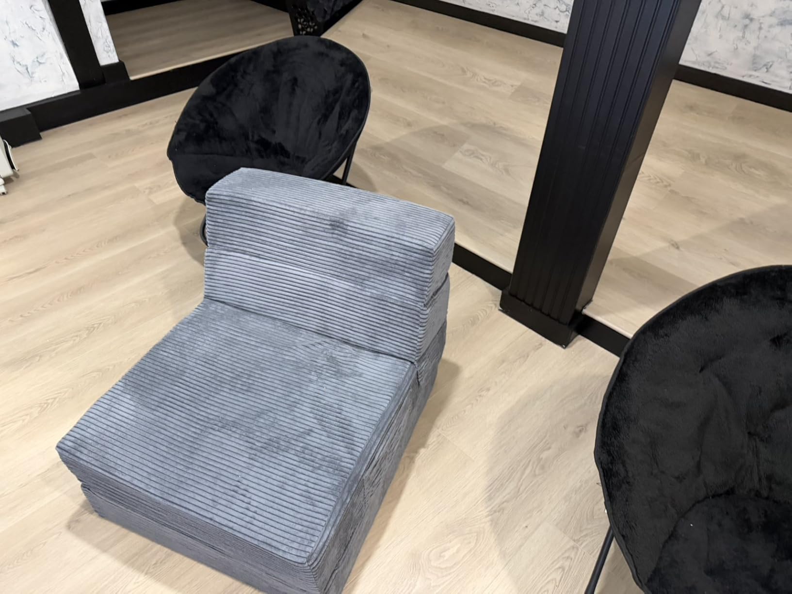 Youzi Folding Sofa Bed Convertible Sleeper Chair with Pillow, 4-in-1 Foldable Mattress Futon Couch Bed to Lounge Chair for Living Room, Bedroom, Dorm & Guest, Washable Cover, Dark Gray, Single customer photo 2