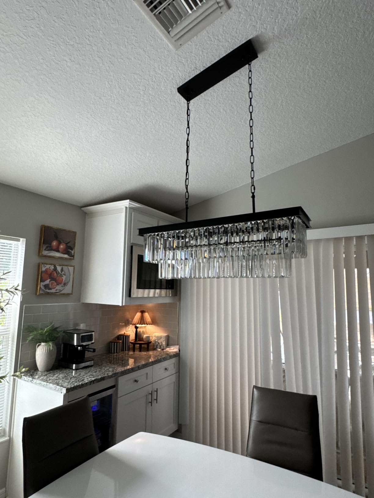 Weesalife Gold Crystal Chandeliers for Dining Room, 9-Lights L28 Inch | Modern Rectangle Chandeliers for Dining Room Light Fixtures Over Table, Kitchen Island Bar, Adjustable Height, E12 Base customer photo 2