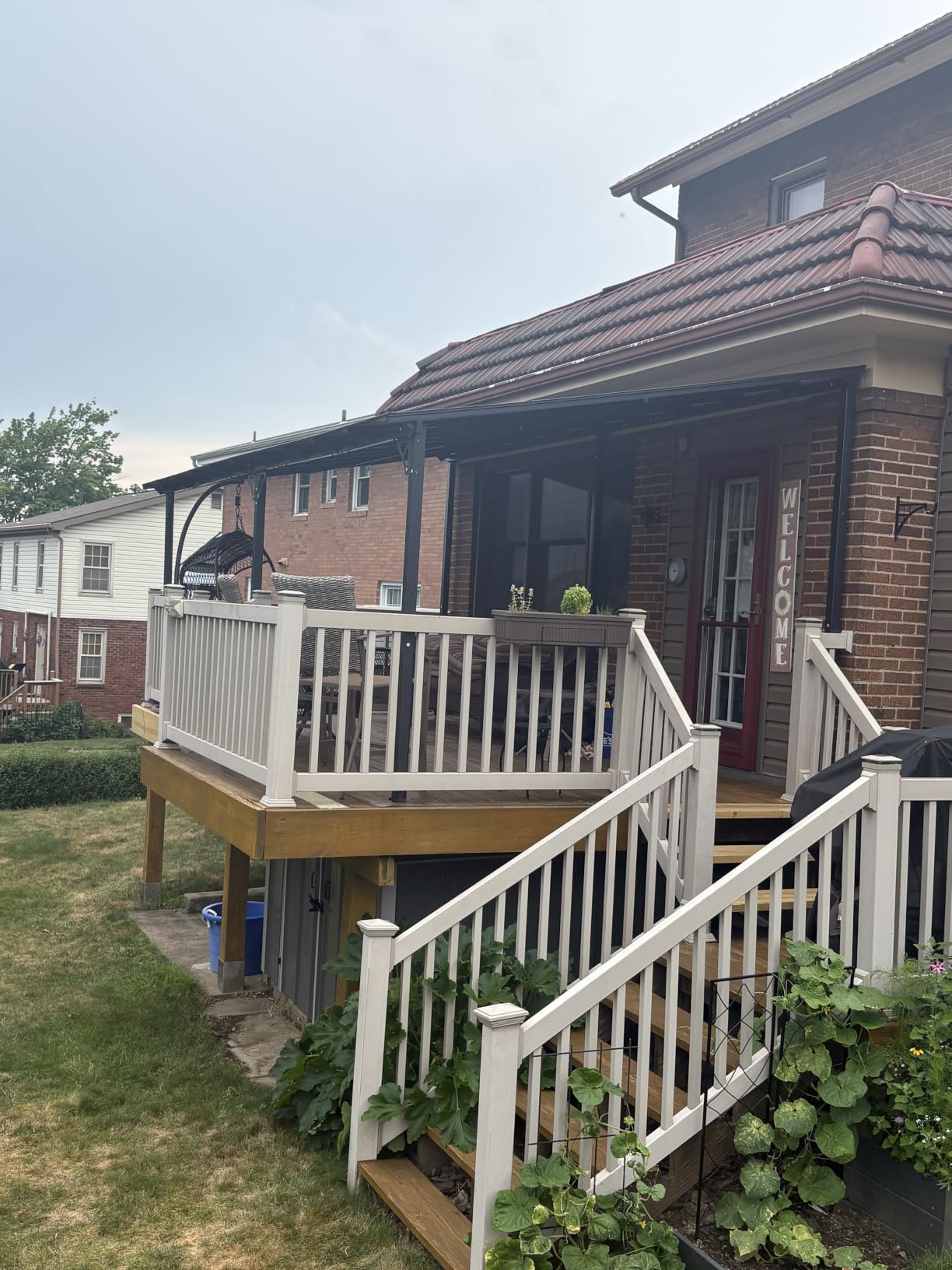 10' x 20' Lean to Gazebo Pergola, Hardtop Gazebo Metal Large Galvanized Steel Wall Mounted Pergolas on Clearance with Polycarbonate Roof, Awnings, Patio Canopy for Backyard, Deck, Porch customer photo 1