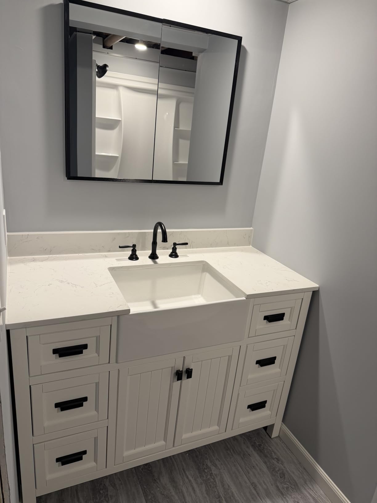 60 Inch Bathroom Vanity Double Sink, Steel Blue | Fully Assembled Solid Wood Frame Double Sink Bathroom Vanity with Soft Closing Doors & Full Extension Dovetail Drawers, Quartz Top customer photo 2
