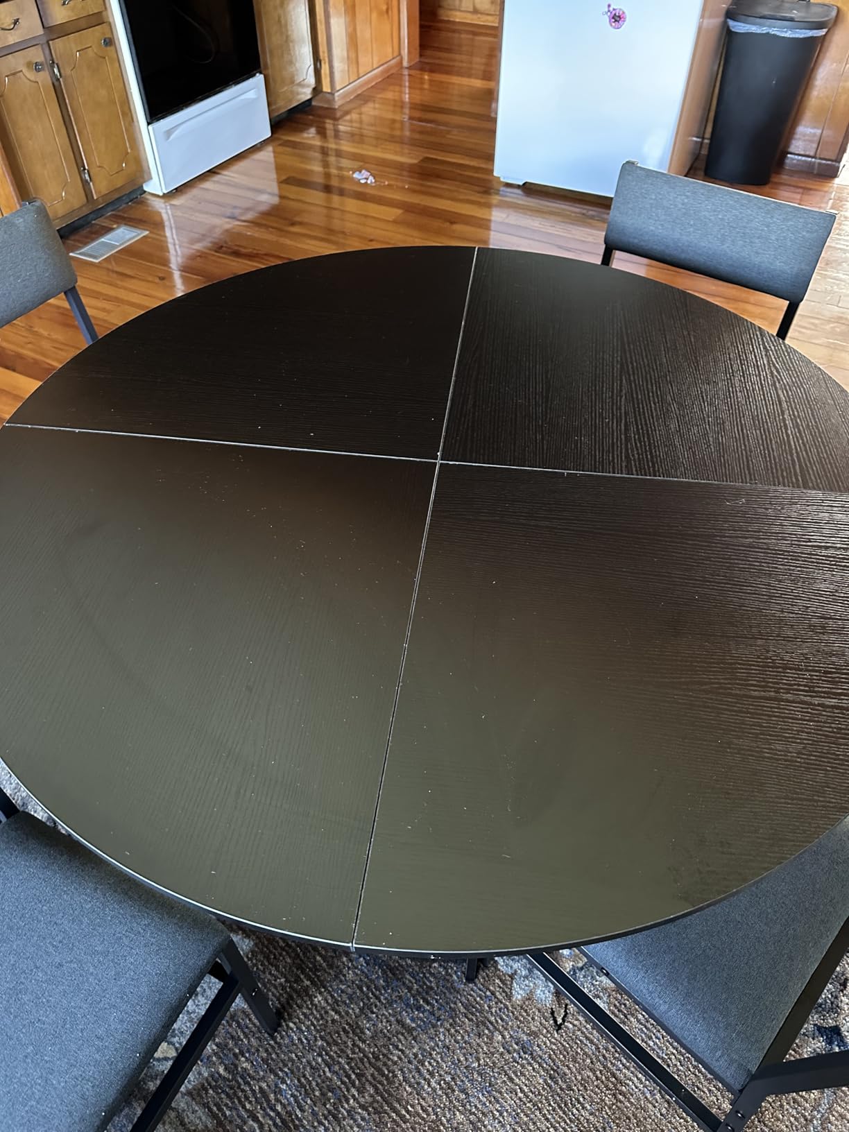 HUAHUU Round Dining Table Set for 4, 5-Piece Kitchen Table and Chairs for 4, 47'' Round Dining Room Table Set with 4 Chairs, Space Saving Dining Table with Wood Base for Kitchen, Living Room, Black customer photo 2