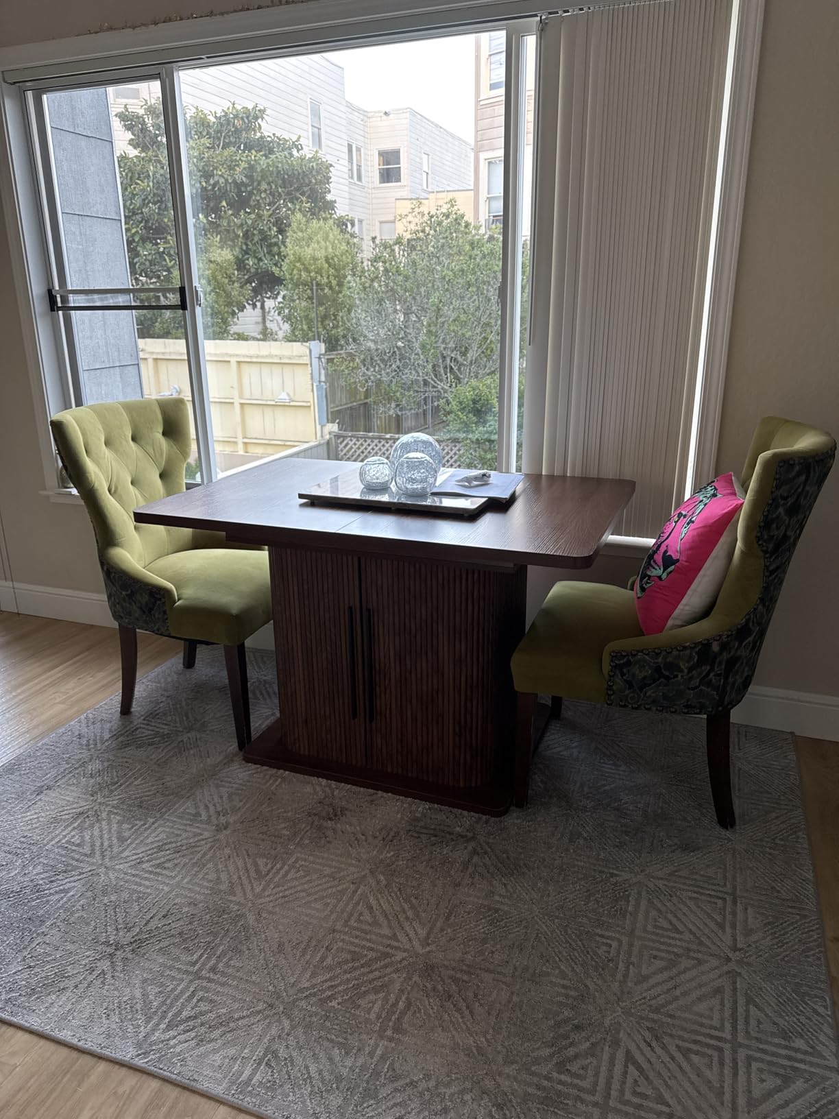 Extendable Kitchen Dining Table for 4-6, 47-65 Inch Rectangle Dining Room Table with 2 Doors, Large Storage, Mid Century Modern Dinner Furniture, Living Room, Space Saving, Square, Fluted, Walnut customer photo 1
