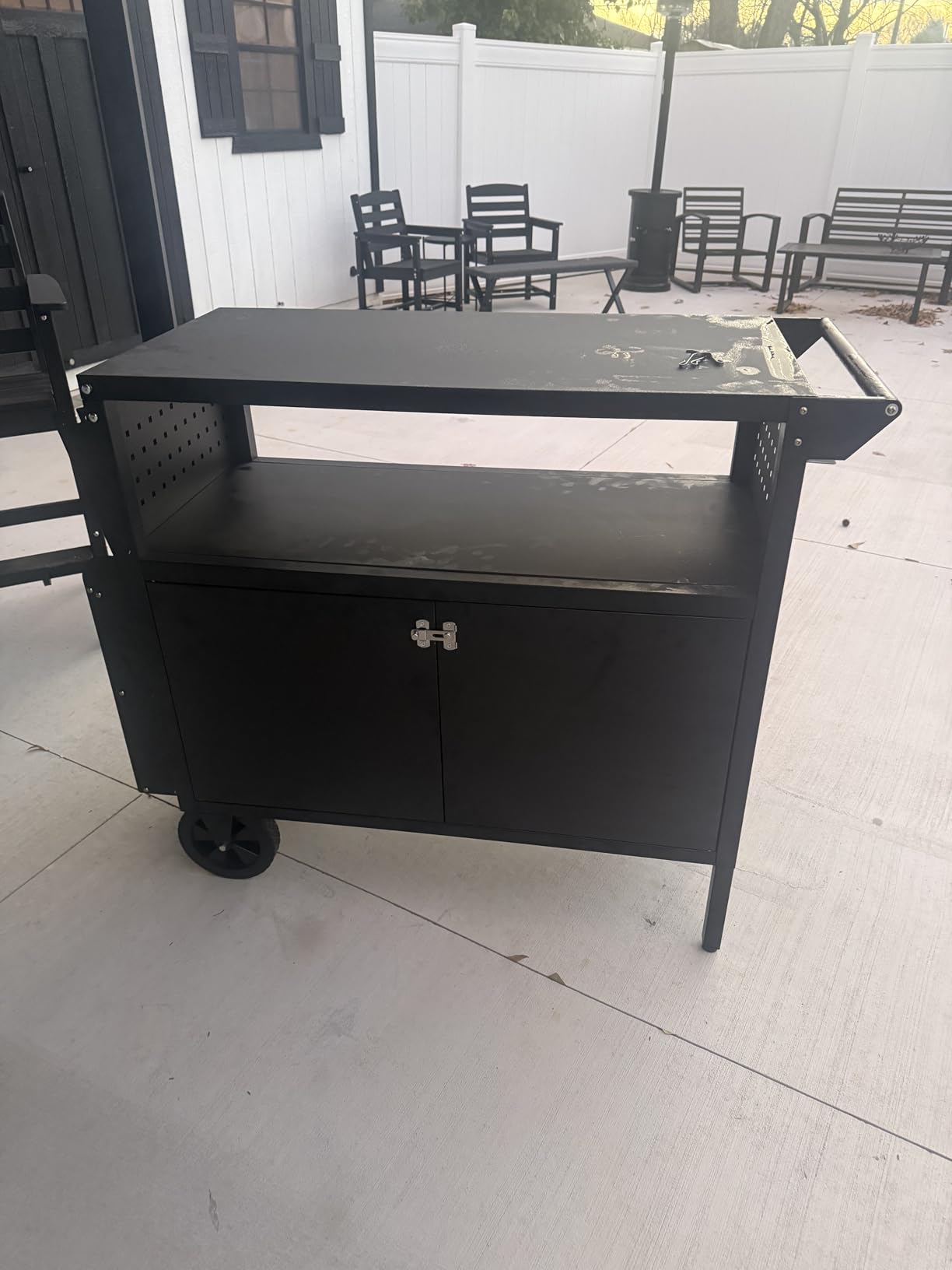Eltean Grill Table, Outdoor Grill Cart with Storage, Outdoor Kitchen Island with Wheels, Foldable Tabletop for Prep, Patio BBQ (Metal) customer photo 1