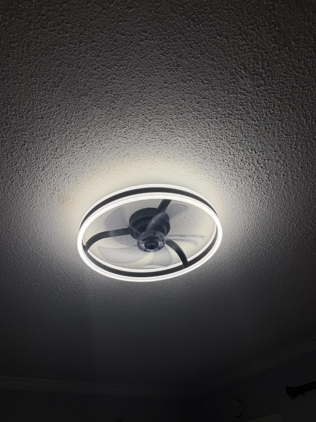 VOLISUN Low Profile Ceiling Fans with Lights and Remote, 27.6in Flush Mount Ceiling Fans with Light, 3000K-6500K Dimmable Fandelier LED Fan Light, White Bladeless Ceiling Fans with Lights for Bedroom customer photo 1