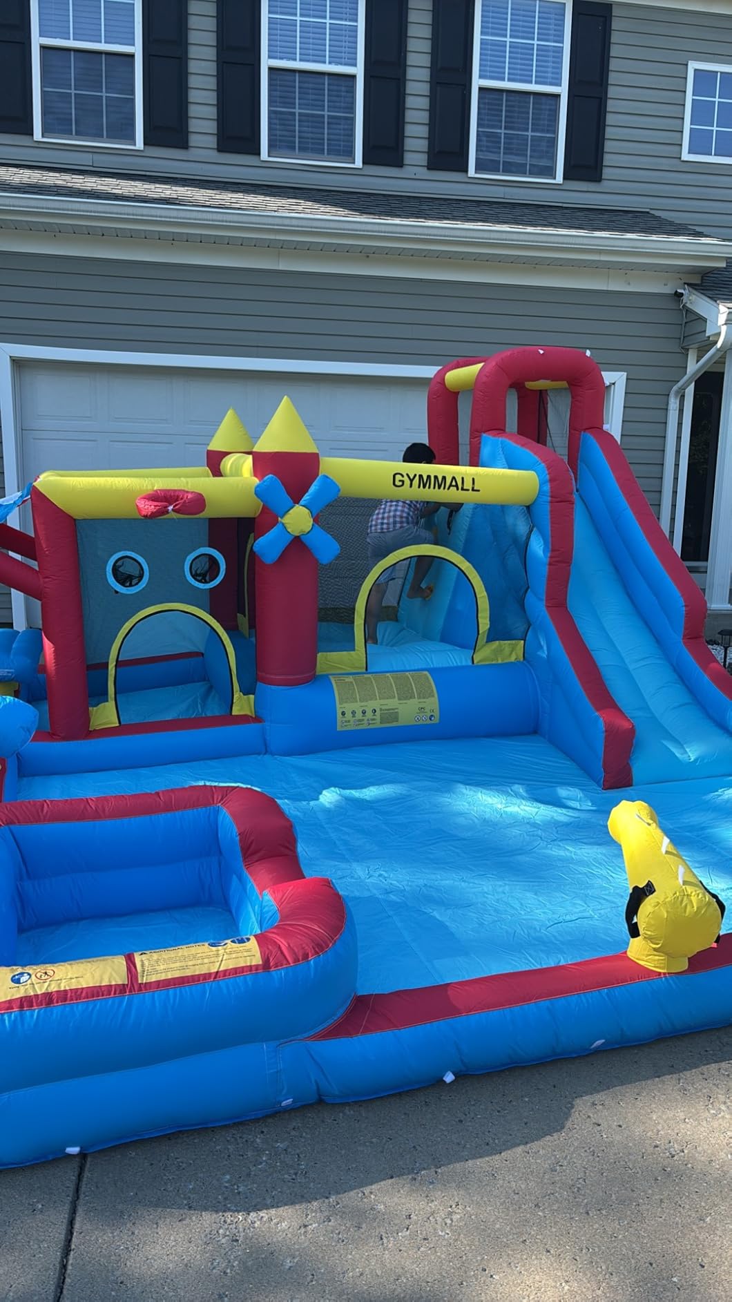 Inflatable Bounce House Water Slide with 550 W Blower, Blow up 10-in-1 Waterslide Park Bouncy Castle Outdoor and Indoor, Bouncer House with Toy Market Stand, Splash Pool and Climbing Wall customer photo 1