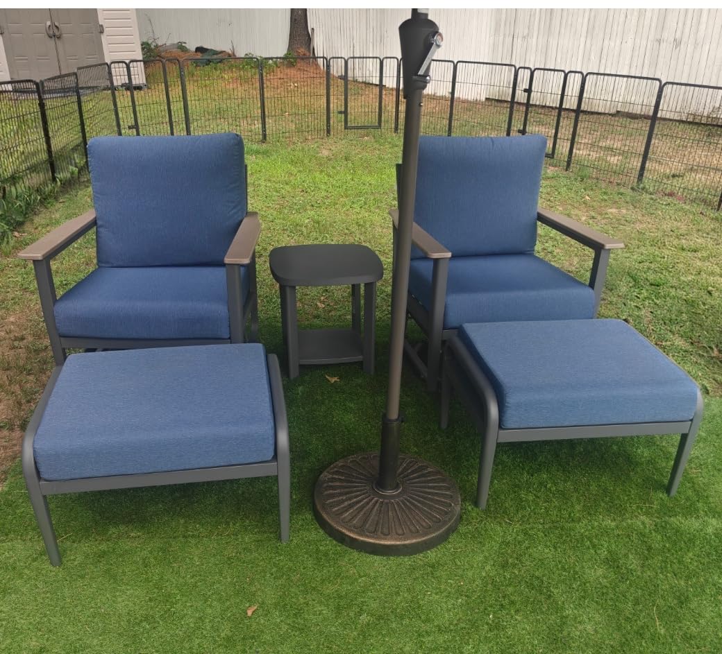 Aluminum Outdoor Patio Furniture Set with Swivel Rocking Chairs | 5Seat Patio Sectional Sofa Patio Conversation Set with Thickened Cushions & High Backrest for Backyard, Poolside, Sand customer photo 2
