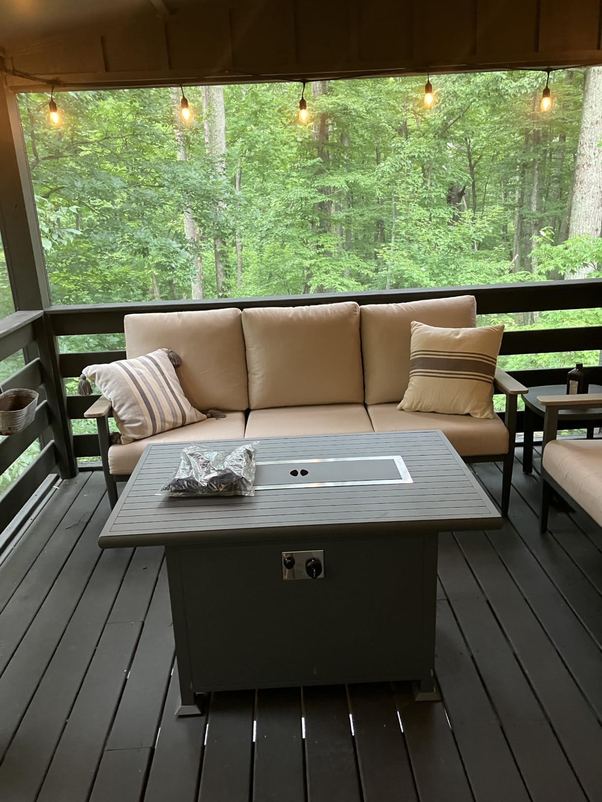 Aluminum Outdoor Patio Furniture Set with 5.1-Inch Cushions | 6-Piece: 3-Seat Sofa, 2 Swivel Rocking Chairs, Side Table & 2 Ottomans, Gray customer photo 2