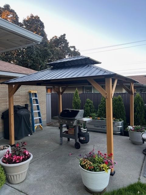 Aoxun 10' x 12' Outdoor Wood Gazebo, Hardtop Gazebo Permanent Wooden Pavilion with Galvanized Steel Double Roof, for Patio, Garden, Deck, Cedar Wood, Natural Box of 3 customer photo 1