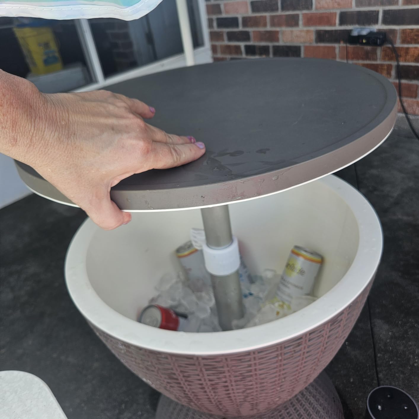 EasyUp Outdoor Storage Cabinet,Patio Storage Table, Bar Table with Wheels,Outdoor Bar Cart for Patio, Poolside and Backyard,Black customer photo 1