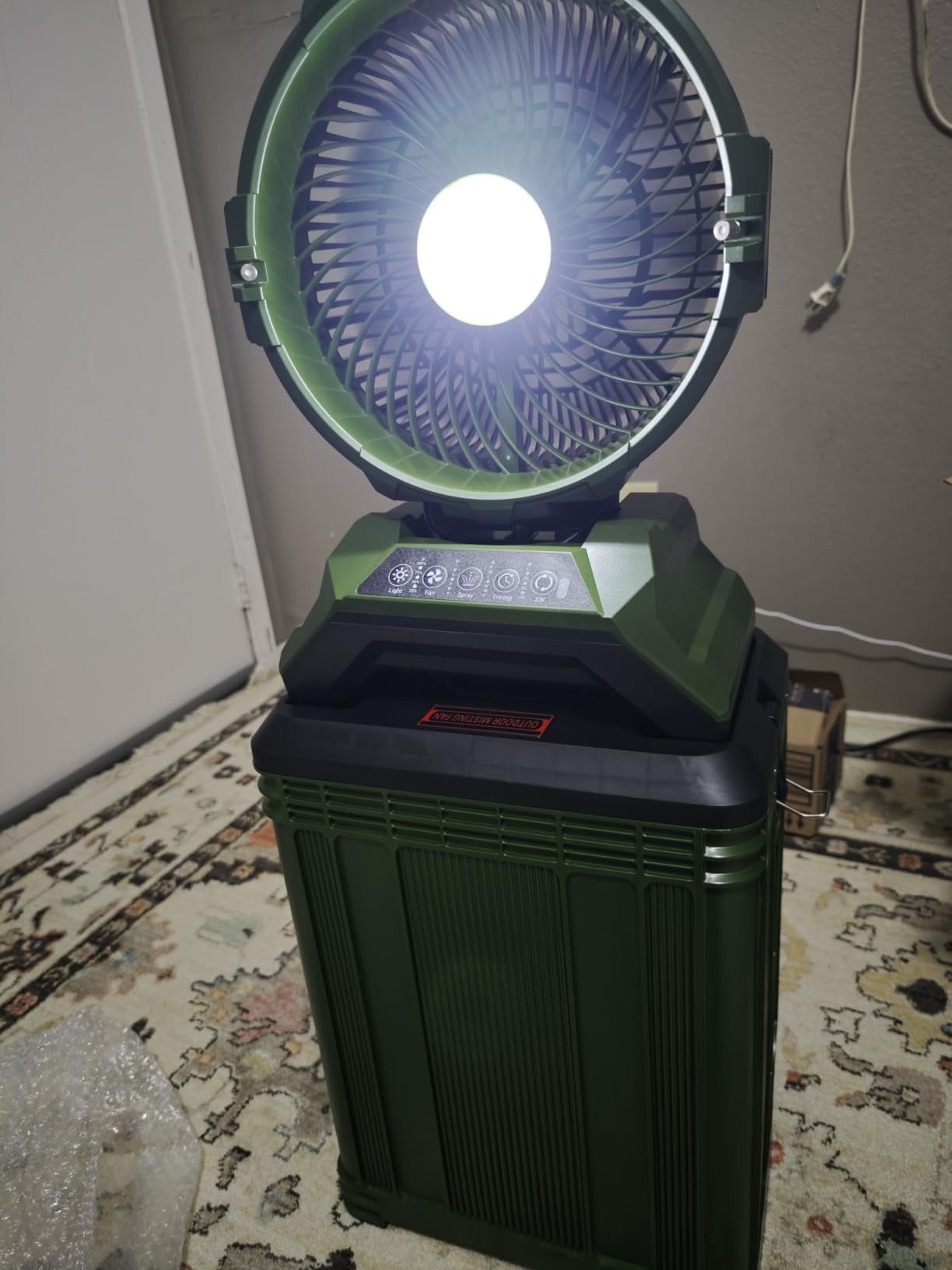 Misting Fan Portable with 25L Bucket, 30000mAh Rechargeable Battery Powered, 12Hrs Mist Rechargeable Fans, 4 Strong Winds, 4 Spray Mister, 3 Lighting Settings for Outdoor, Camping, Patios customer photo 2