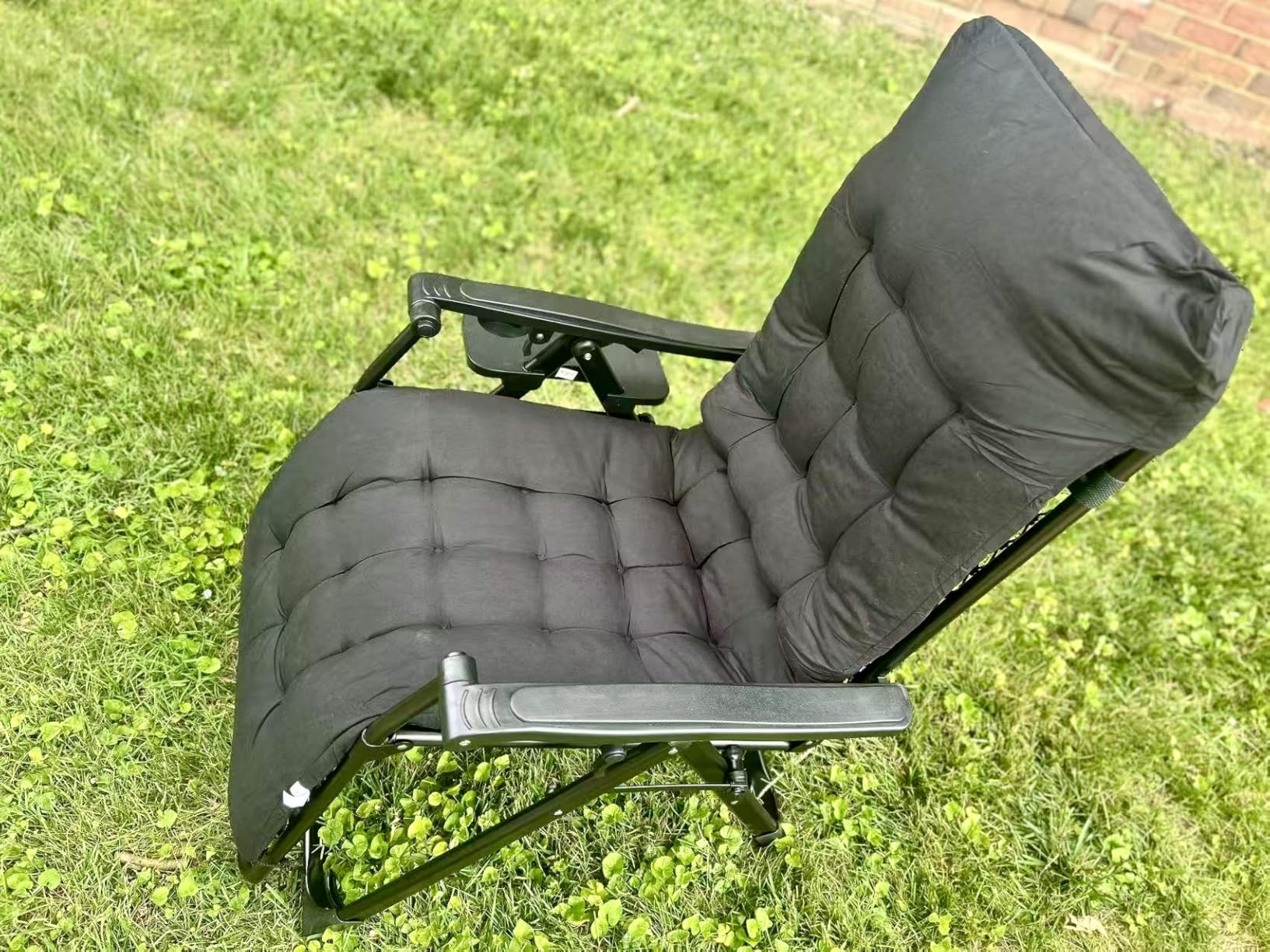Chaise Lounge Chair Outdoor Set of 2, Oversized Zero Gravity Chair, Blue | Foldable Lounge Chair with Cup Holder, Lawn Chairs Adjustable with Side Table Headrest, Portable Camping Chair customer photo 1