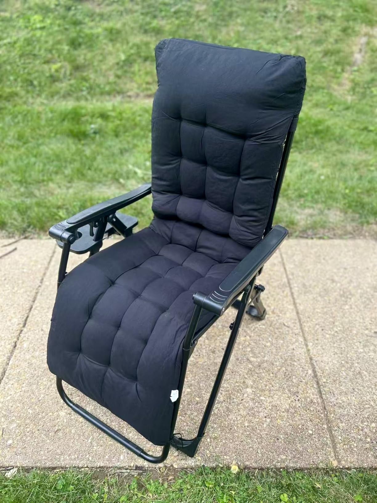 Chaise Lounge Chair Outdoor Set of 2, Oversized Zero Gravity Chair, Blue | Foldable Lounge Chair with Cup Holder, Lawn Chairs Adjustable with Side Table Headrest, Portable Camping Chair customer photo 2