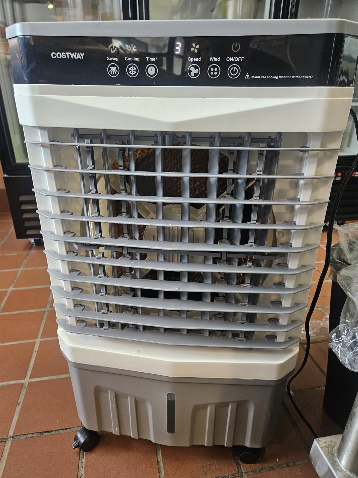 COSTWAY 3-in-1 Swamp Cooler, 2100 CFM Evaporative Air Cooler, White | Portable Cooling Fan with Remote, 5.3 Gal Water Tank, 3 Speeds, 4 Ice Packs, 12H Timer, Auto Oscillation for Indoor Outdoor customer photo 1