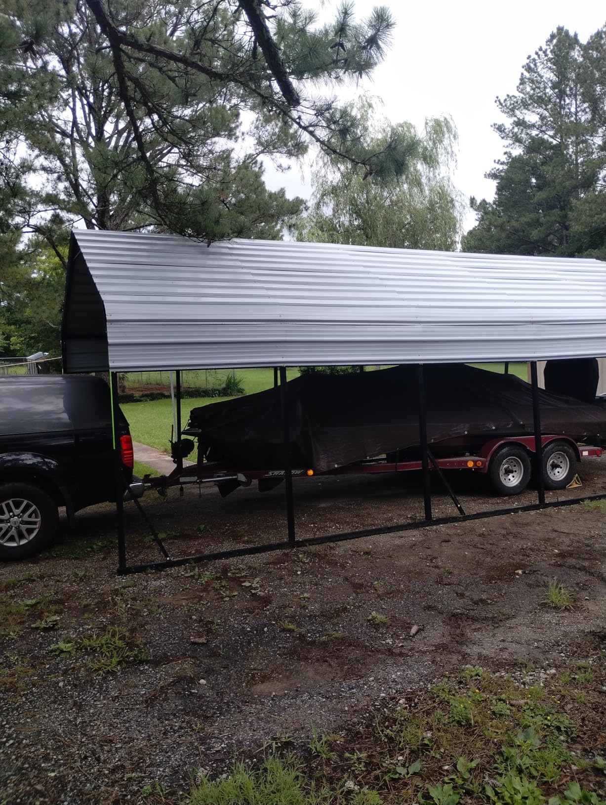 GarveeLife 12x20 ft Metal Carport, Reinforced Frame and Steel Roof for All-Weather Use, Permanent Shelter for Bass Boats, Full-Sized Pickup Trucks, and Tractors customer photo 2