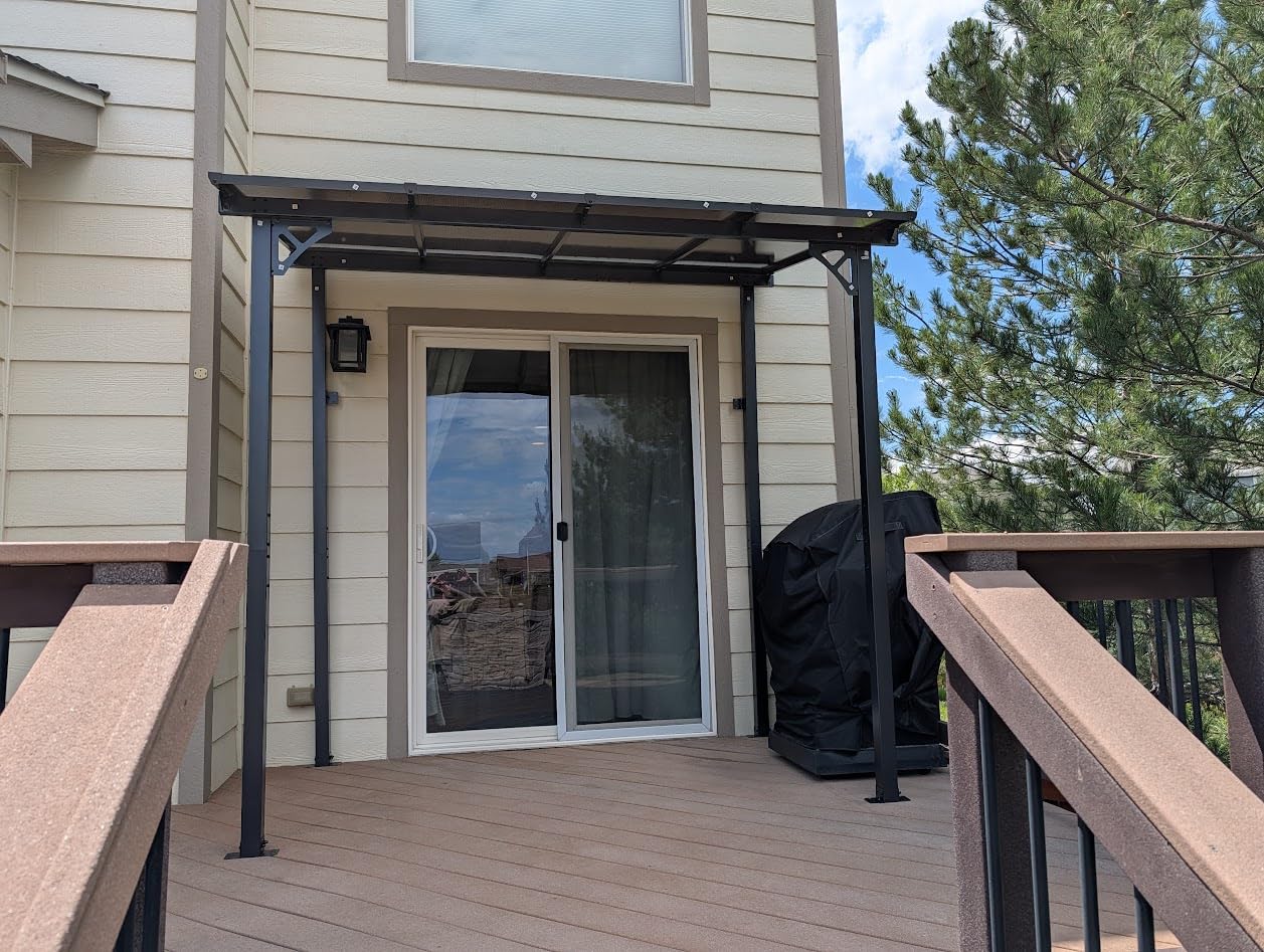 Aoxun 16'x10' Gazebo with Aluminum Frame & Polycarbonate Panel, Black | Mounted Gazebos Pergola, Outdoor Patio Lean to Gazebo, Awnings with Sloped Roof, for Backyard, Porch, Deck customer photo 1