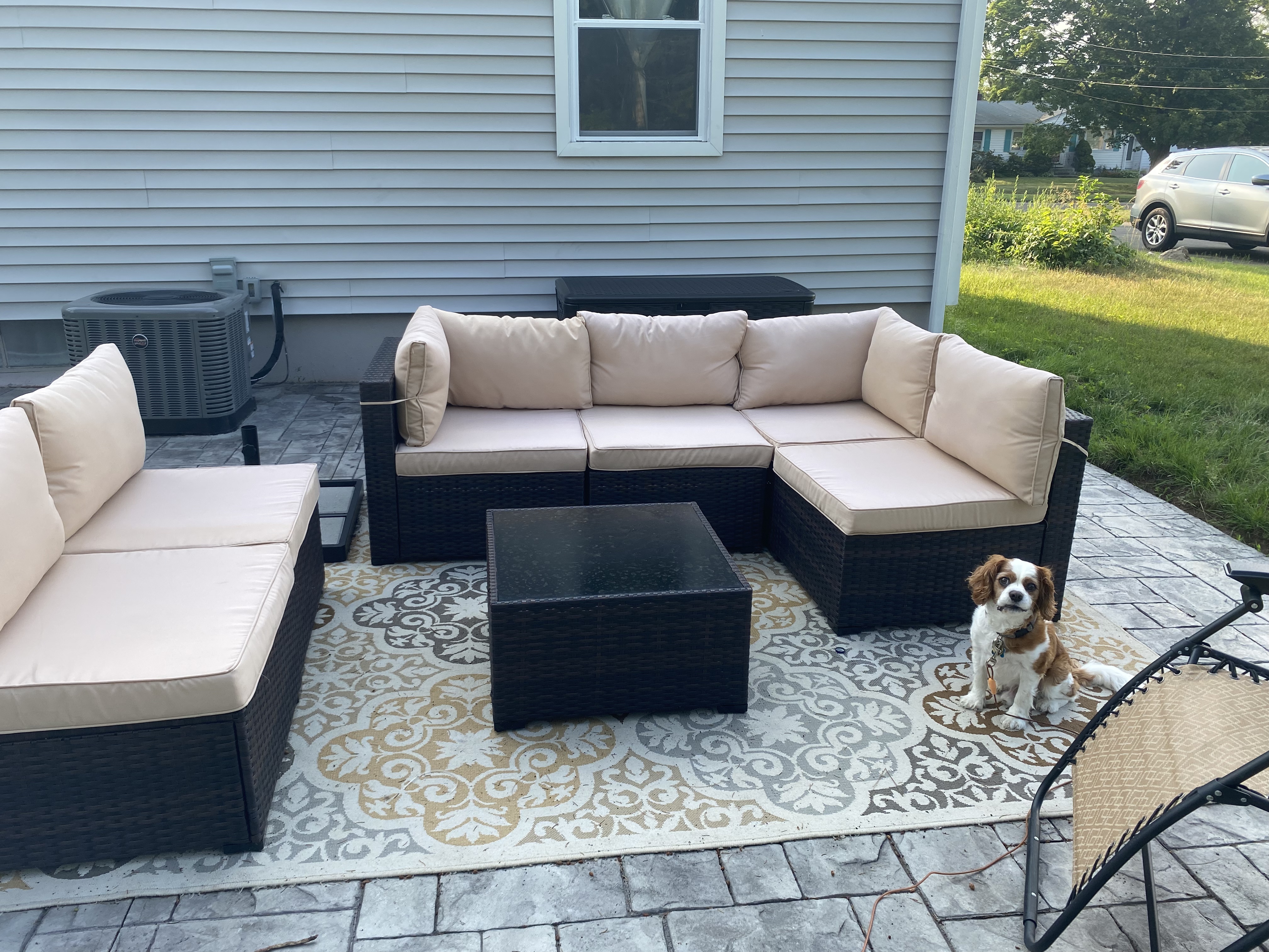 LAFWLL 7 Pieces Outdoor Patio Furniture Sets,Rattan Conversation Sectional Set,Manual Weaving Wicker Patio Sofa with Tea Table customer photo 1