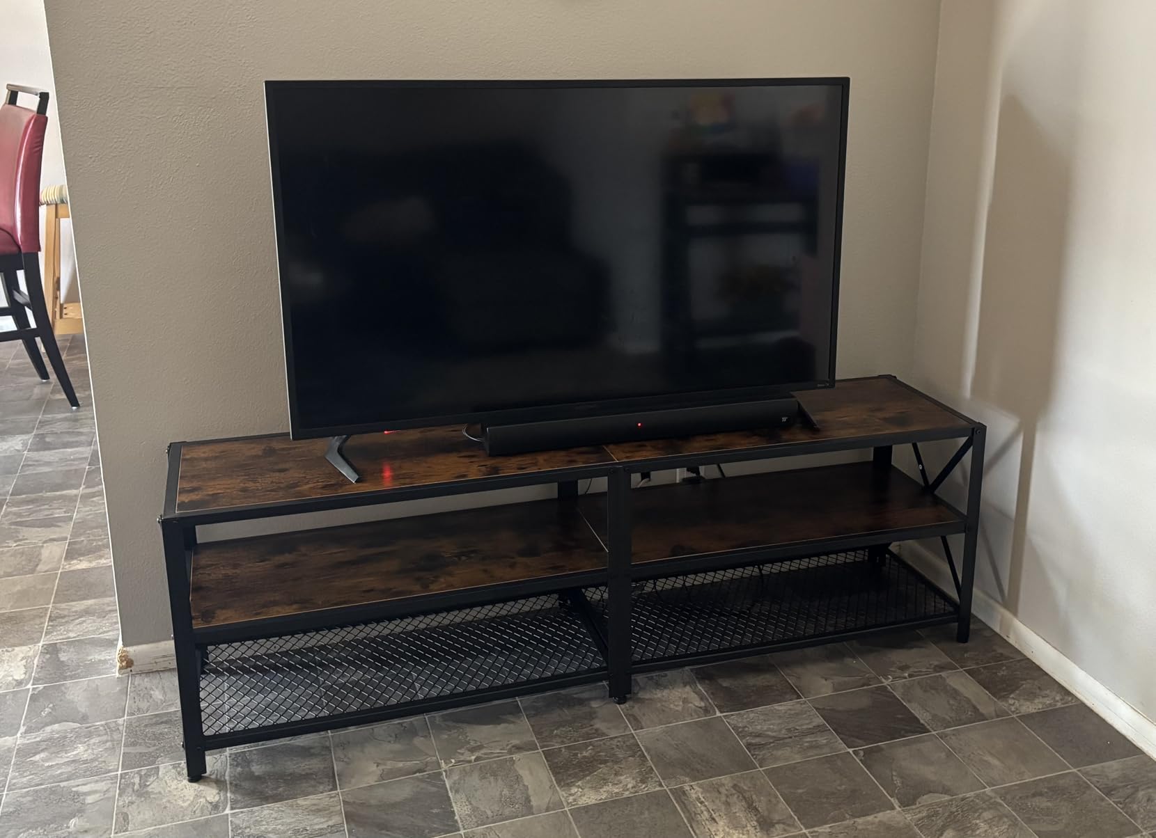 VASAGLE TV Stand for 65-Inch TVs, Mid Century Entertainment Center with Storage, Fluted Sliding Doors, Media Console Table for Living Room, Bedroom, Sand Brown ULTV633K201 customer photo 2