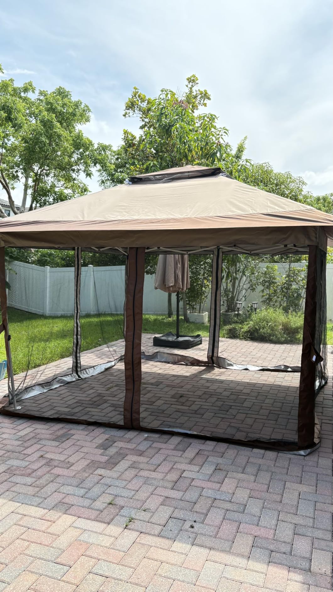 HOTEEL 10x12 Hardtop Gazebo On Clearance with Galvanized Steel Double Roof,Heavy Duty Gazebo with Flame-Retardant Curtain & Netting, Aluminum Frame Outdoor Canopy for Patio, Party, Black customer photo 1
