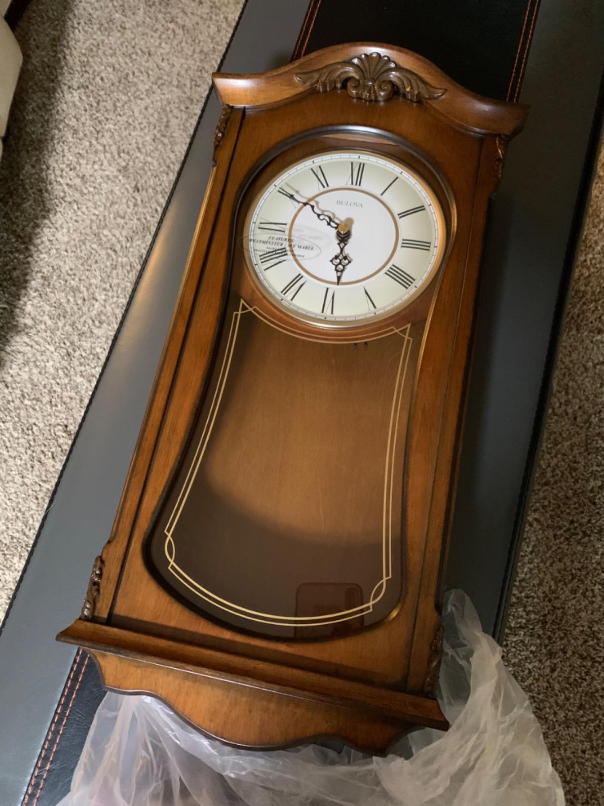 Bulova Clocks C3542 Cranbrook Wall Mount Analog Wooden Chiming Clock, Brown customer photo 2